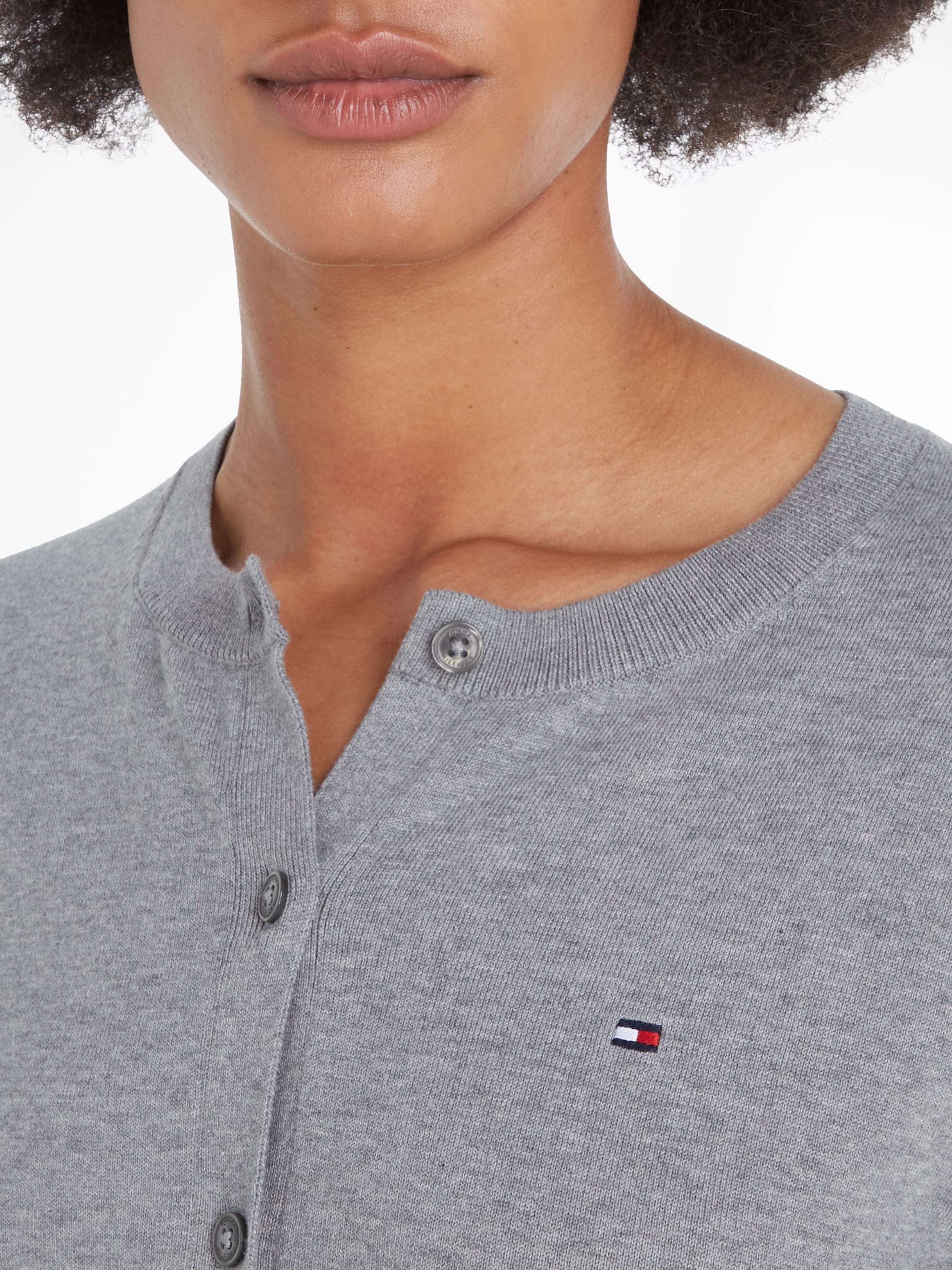 Tommy Hilfiger Cardigan »CO JERSEY STITCH CARDIGAN«, mit Logostickerei