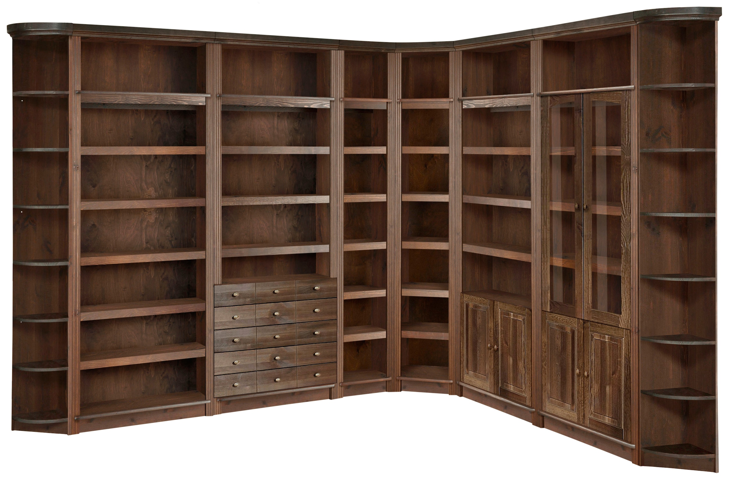 Home affaire Bücherregal »Soeren Vitrine mit 2 Glastüren, Breite/Tiefe: 80/220 cm«, Kiefer massiv, Tiefe 29 cm, 2 Holz- und 2 Türen mit Klarglas- Einsatz