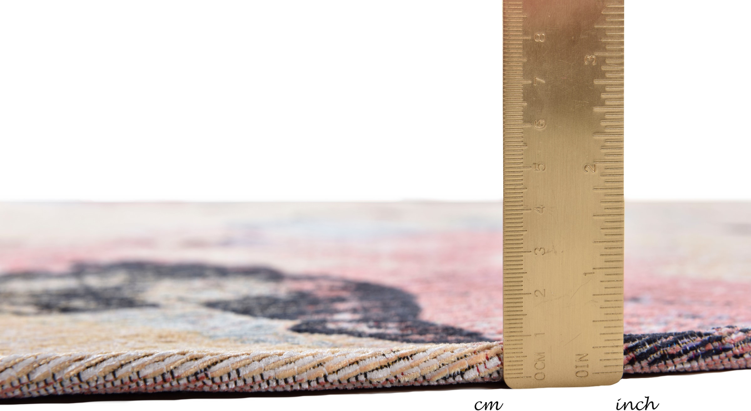 Gino Falcone Teppich »Cosima-108«, rund, 3 mm Höhe, flachgeweber Jaquard-Teppich, mit Chenillegarn, modernes Blumen Design