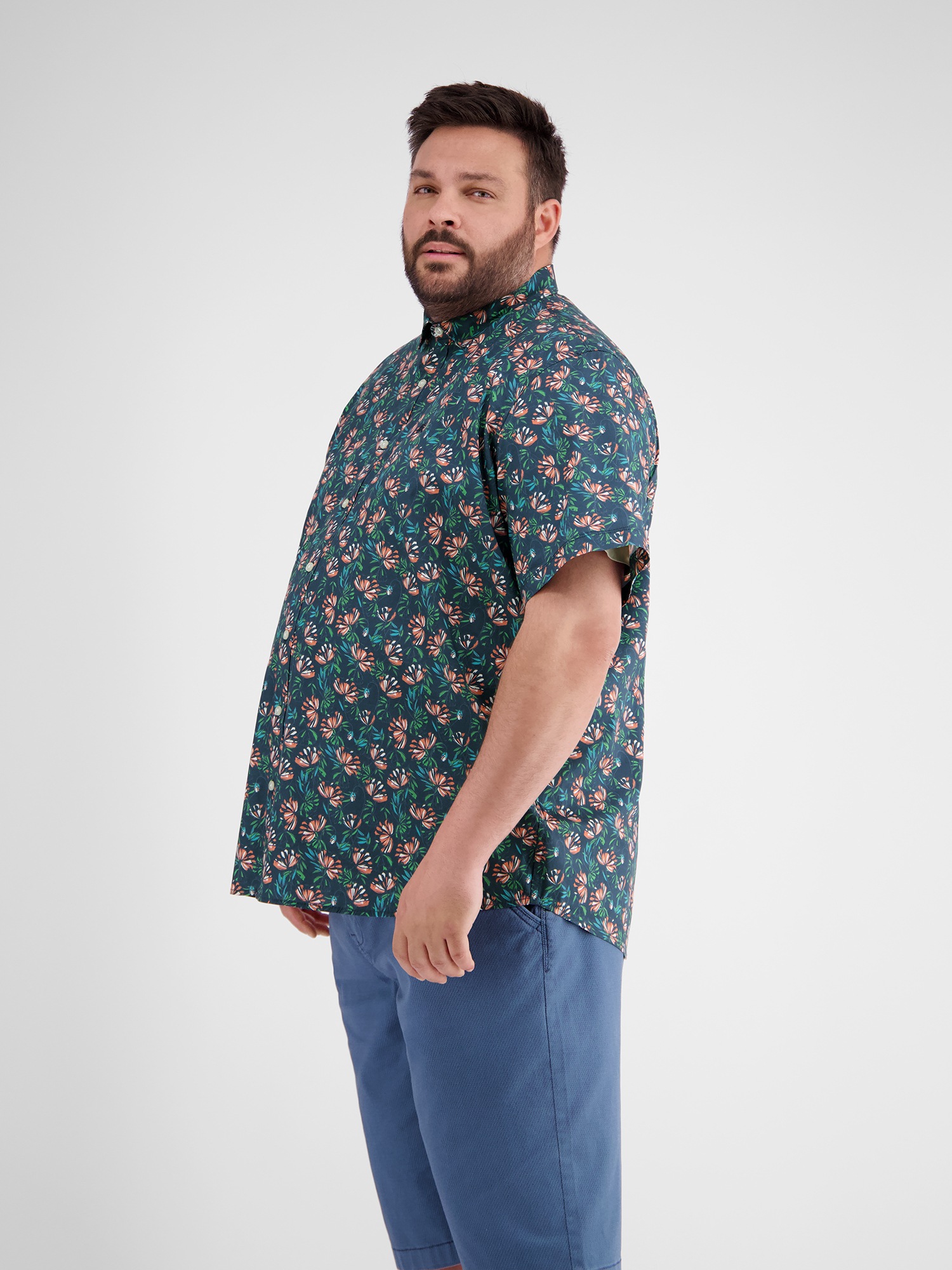 LERROS Kurzarmhemd »LERROS Floral gemustertes Halbarmhemd in Übergrössen«