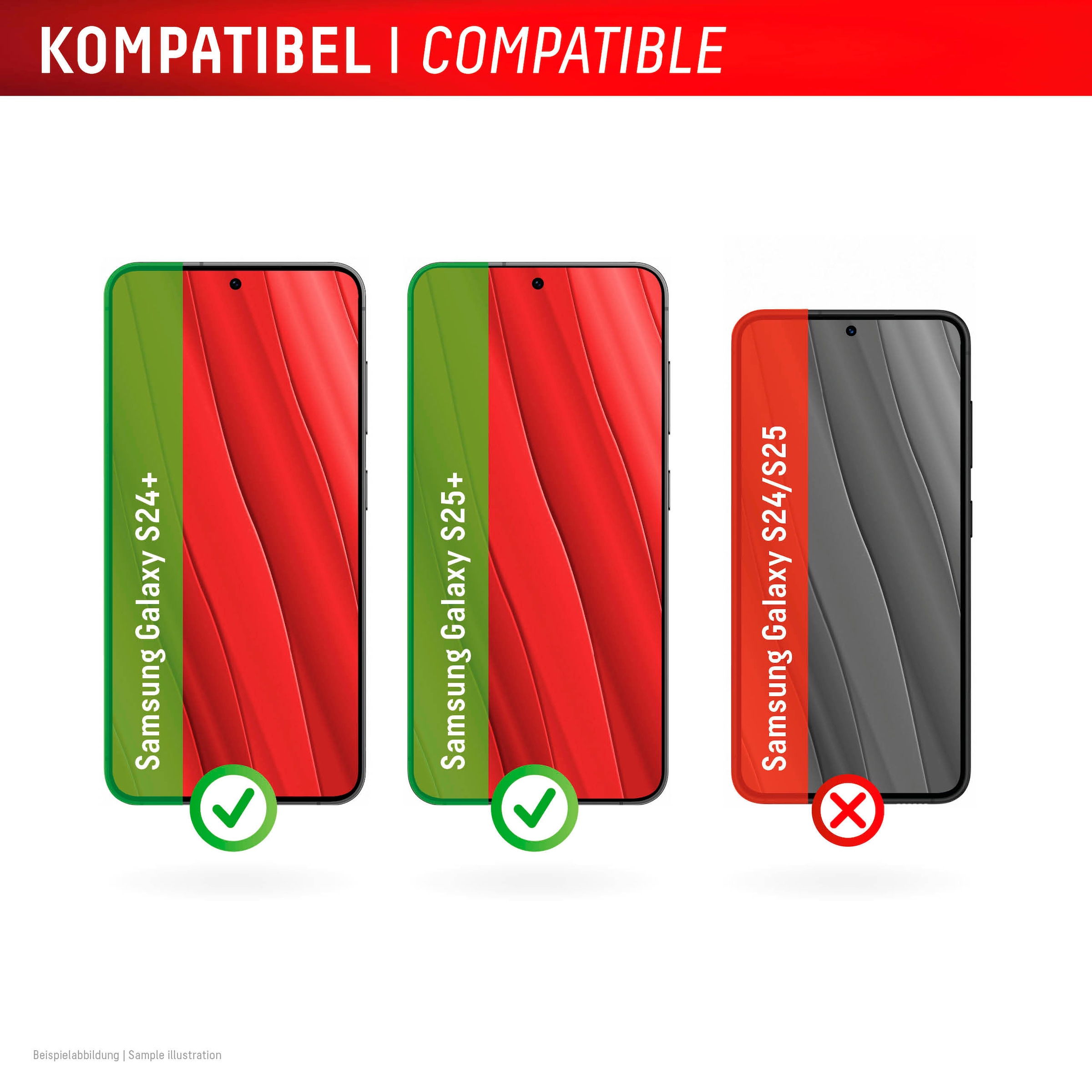 Displex Displayschutzglas »Real Glass«, für Samsung Galaxy S24+-Samsung Galaxy S25+, Displayschutzfolie Displayschutz kratzer-resistent 10H splitterfest