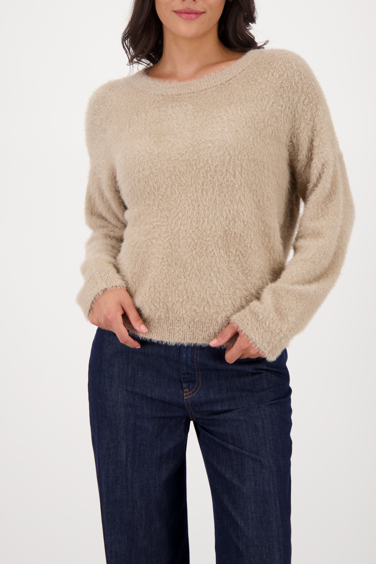 Monari Strickpullover »Pullover Plüsch« Regular fit mit Rundhalsausschnitt
