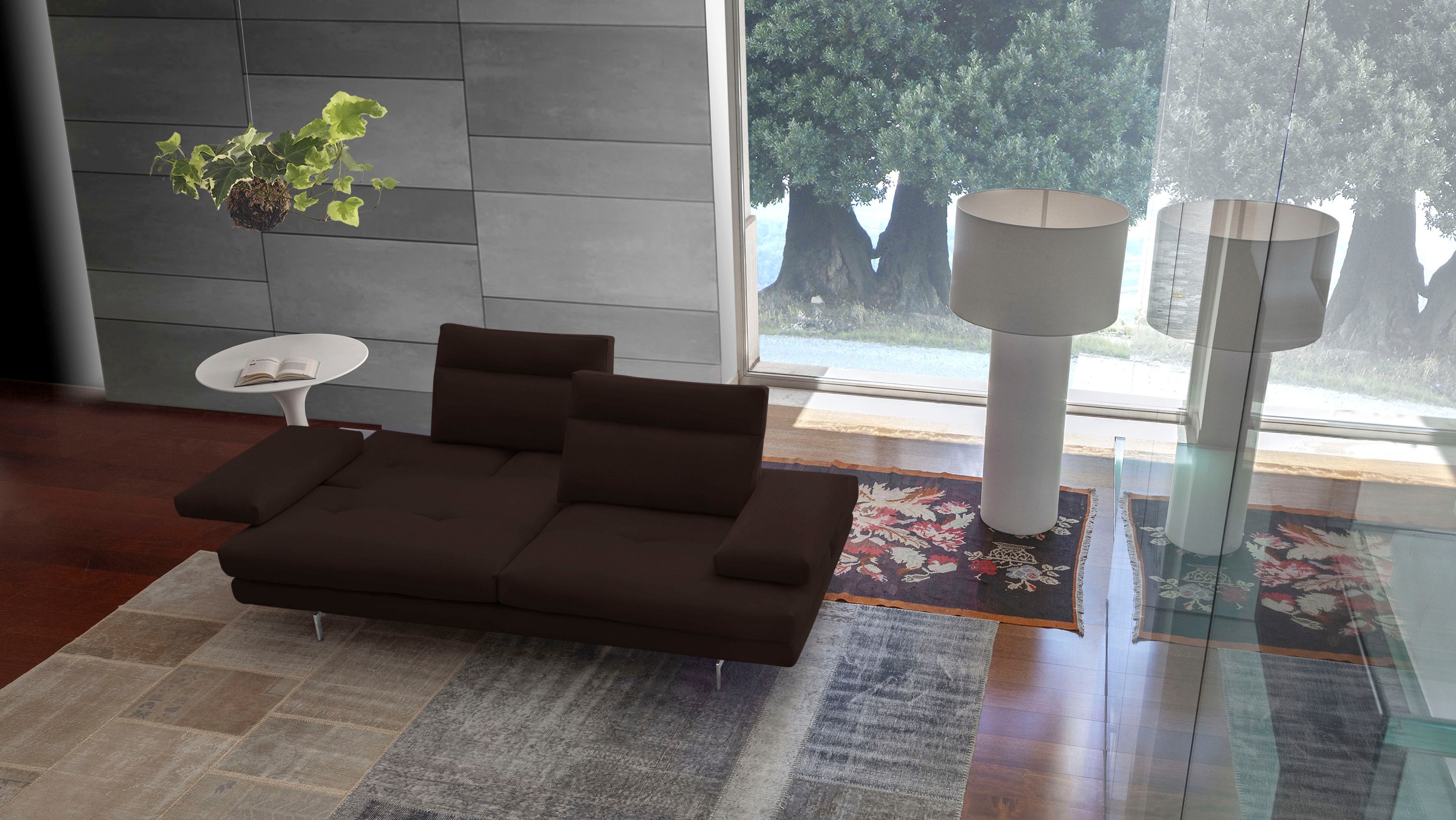 CALIA ITALIA 3-Sitzer »Toby Wing, Designsofa mit hohem Sitzkomfort, bequem und elegant«, inklusive Sitztiefenverstellung, Füsse in Chrom glänzend