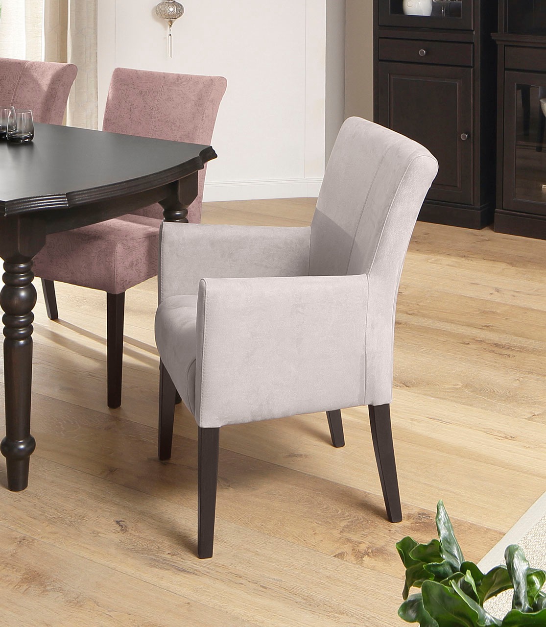 Home affaire Esszimmerstuhl "Queen" (Set) 6 Stk.Beine aus massiver Buche, wengefarben lackiert, Polsterstuhl