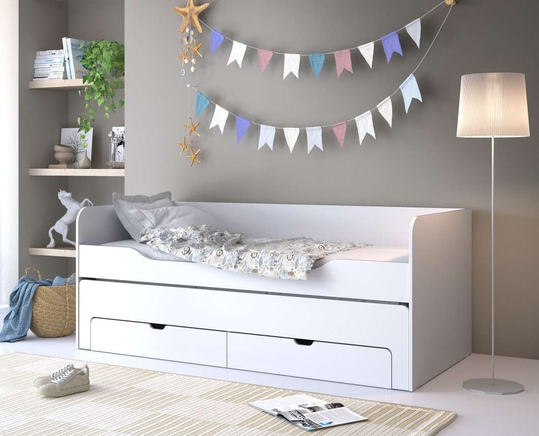 Home affaire Jugendbett »Bett Tulsa mit zusätzlicher ausziehbarer Schlaffläche und Schubladen«, Jugendbett BxTxH 197,5x96x79 cm