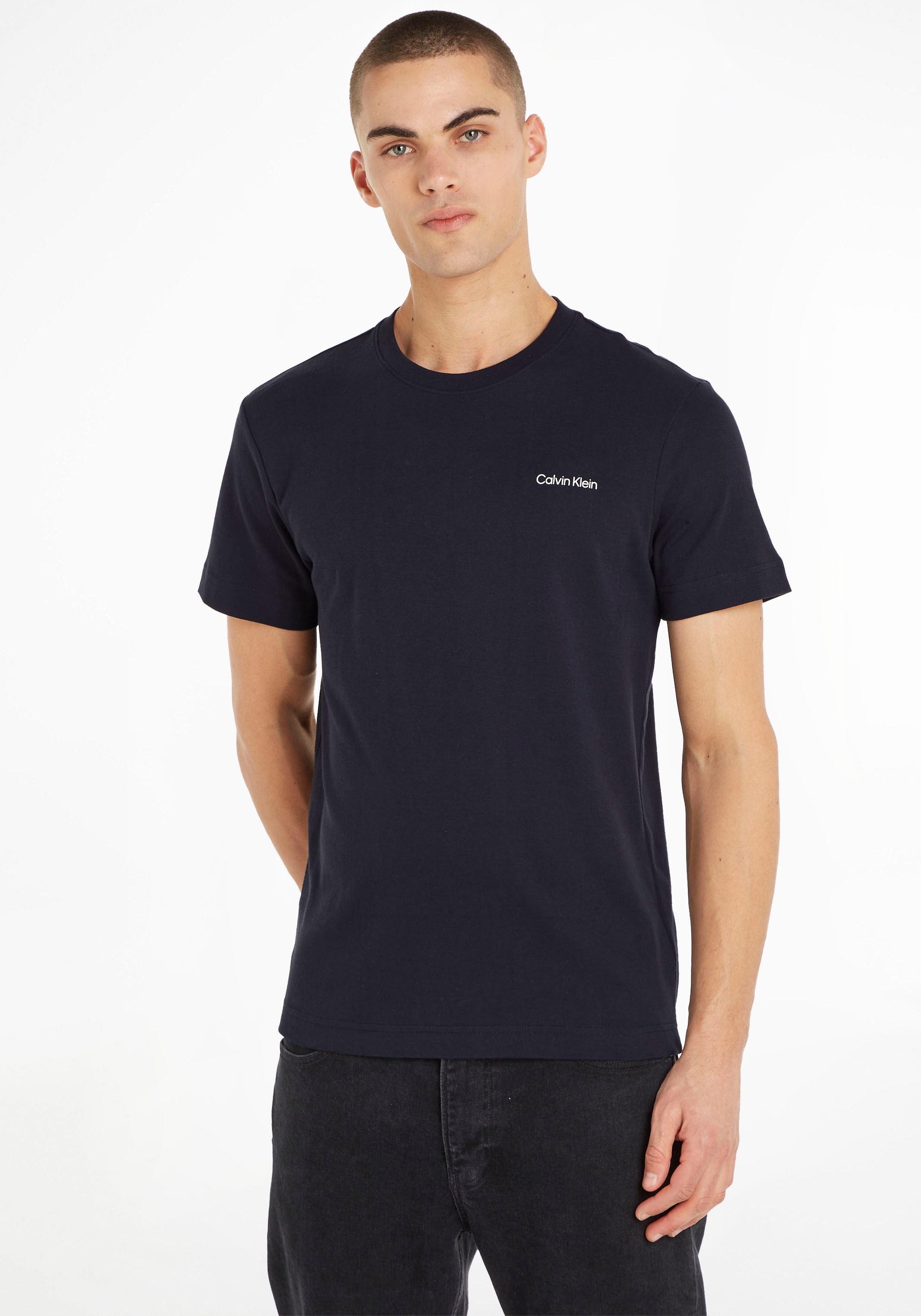Calvin Klein T-Shirt »MICRO LOGO INTERLOCK T-SHIRT« mit Calvin Klein Logo auf der Brust