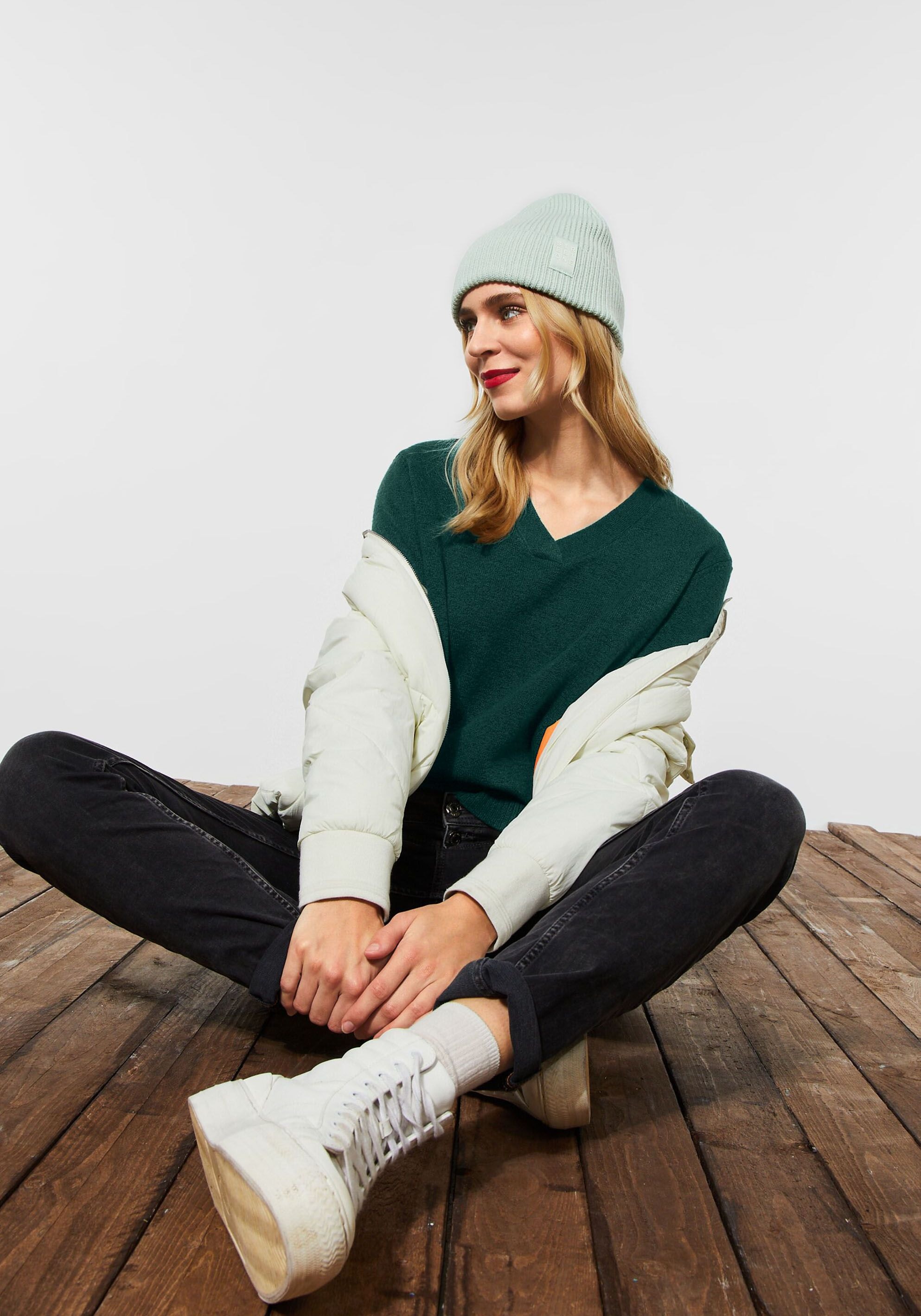 STREET ONE Strickpullover, mit V-Ausschnitt