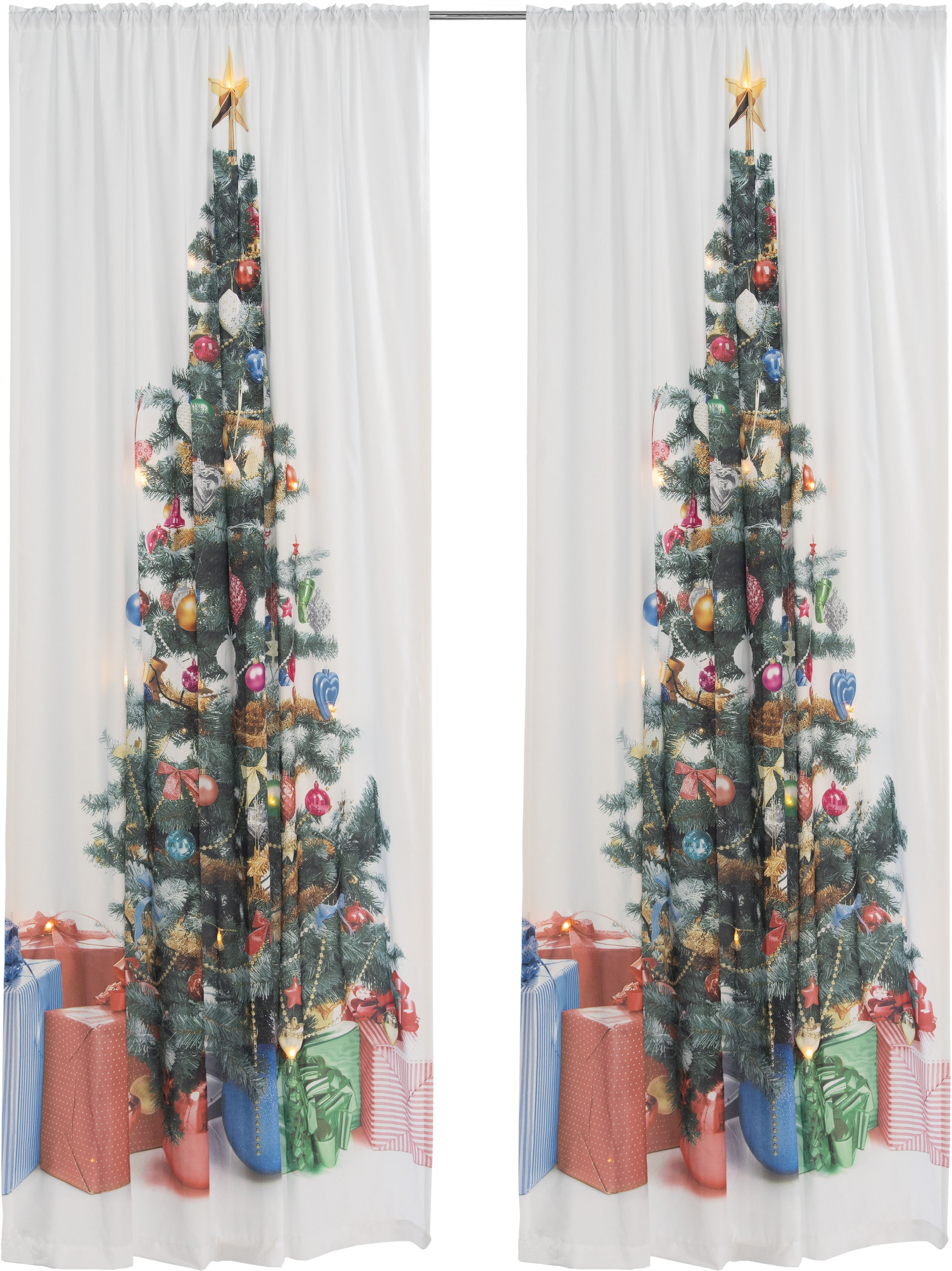 ♕ my home Vorhang »Xmas bei LED-Lichter Tree online 230x140, Schweiz Jelmoli-Versand HxB: W/LED«, bestellen