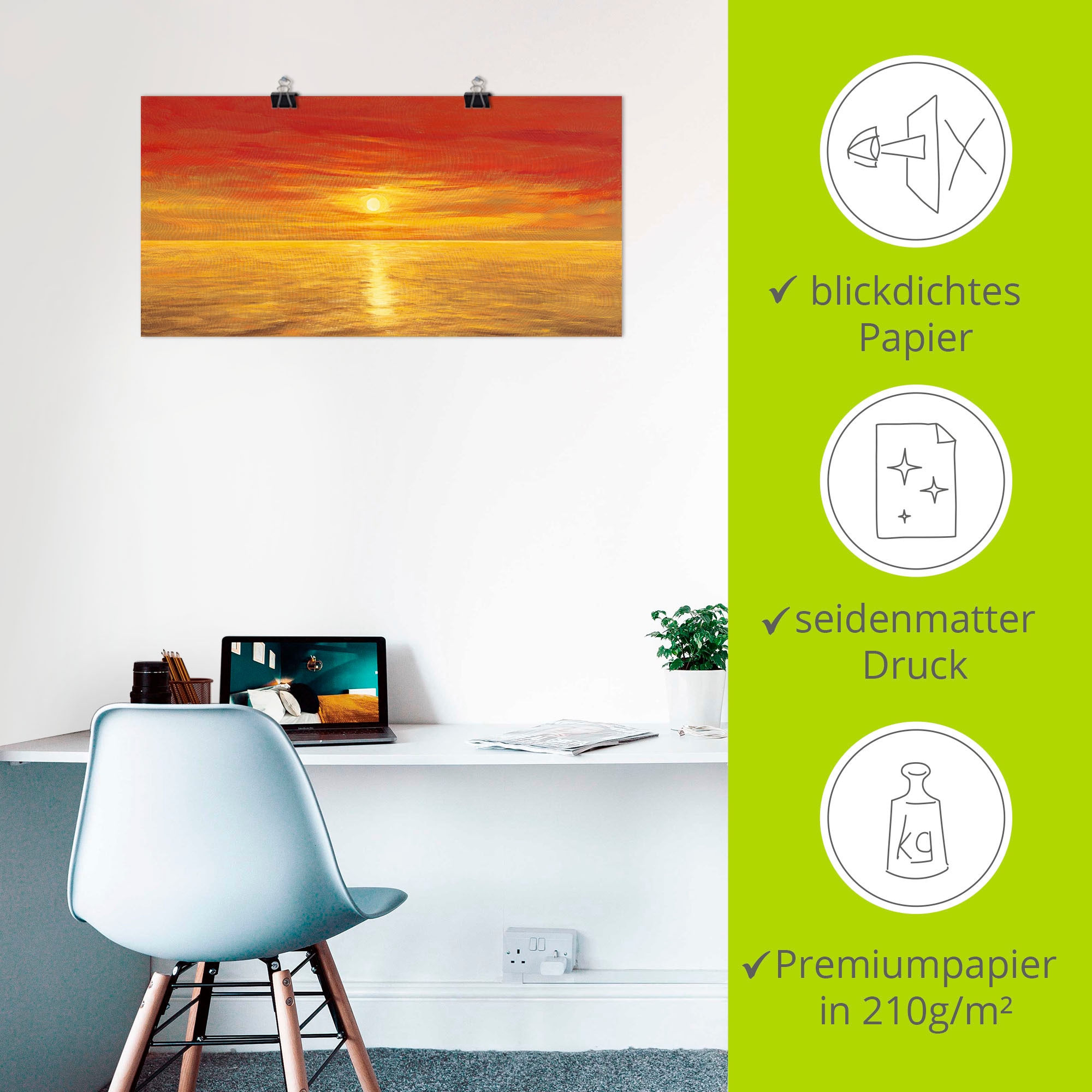 Artland Poster »Oranges Meer«, Meer Bilder, (1 St.), als Alubild, Leinwandbild, Wandaufkleber oder Poster in versch. Grössen