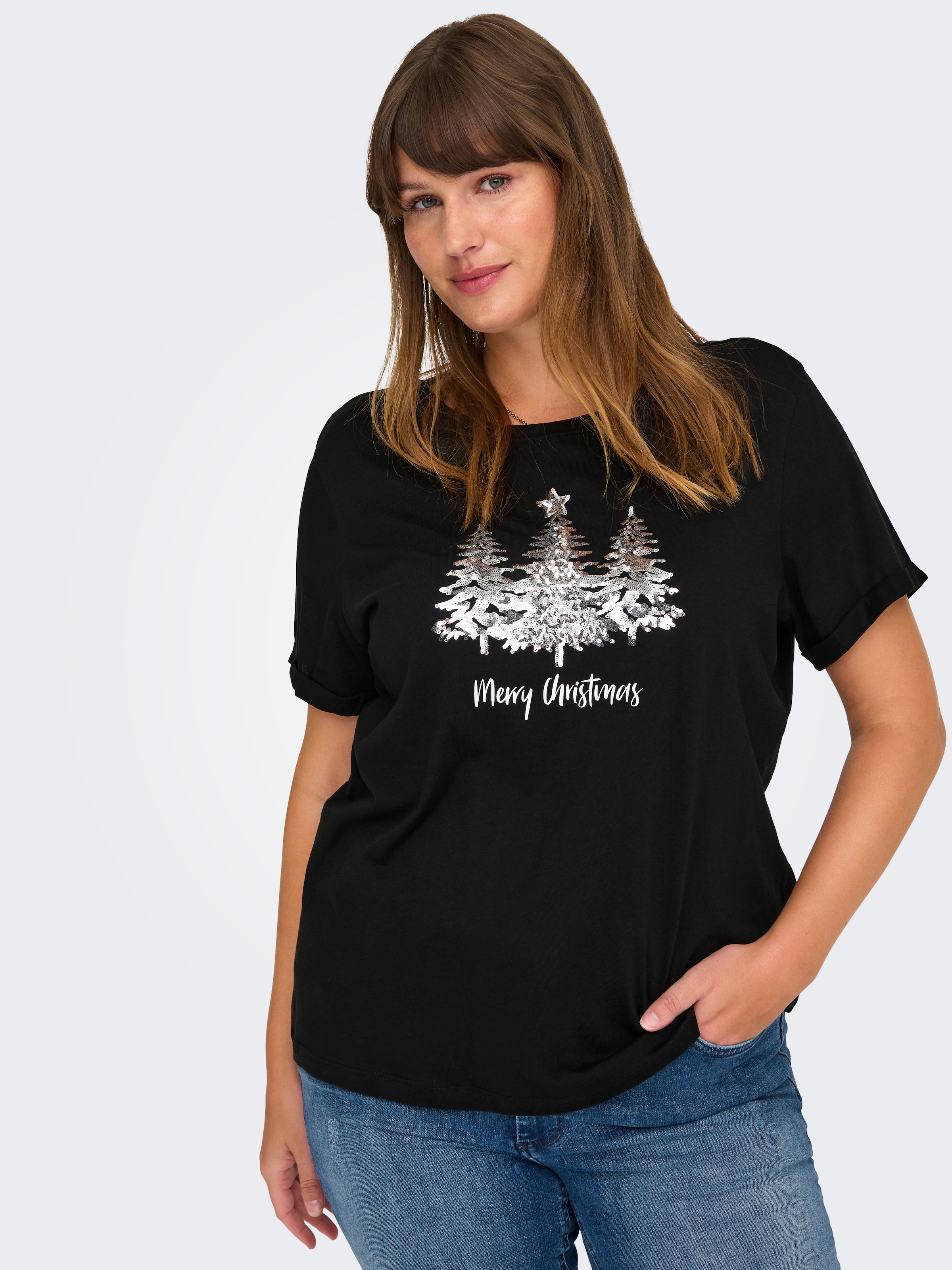 ONLY CARMAKOMA Kurzarmshirt »CARKITI LIFE STAR S/S O-NECK TEE X-MAS«