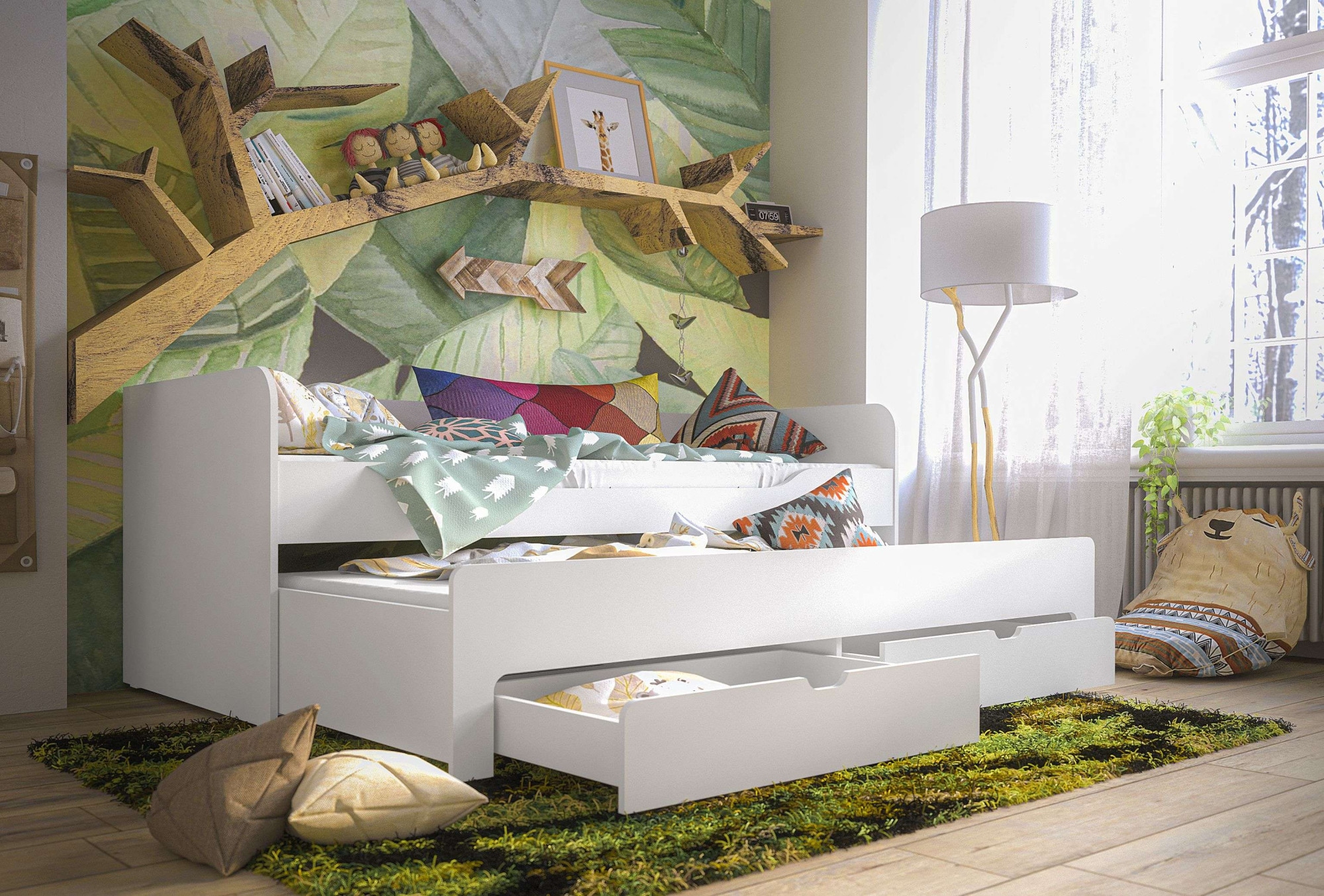 Home affaire Jugendbett »Bett Tulsa mit zusätzlicher ausziehbarer Schlaffläche und Schubladen« Jugendbett BxTxH 197,5x96x79 cm