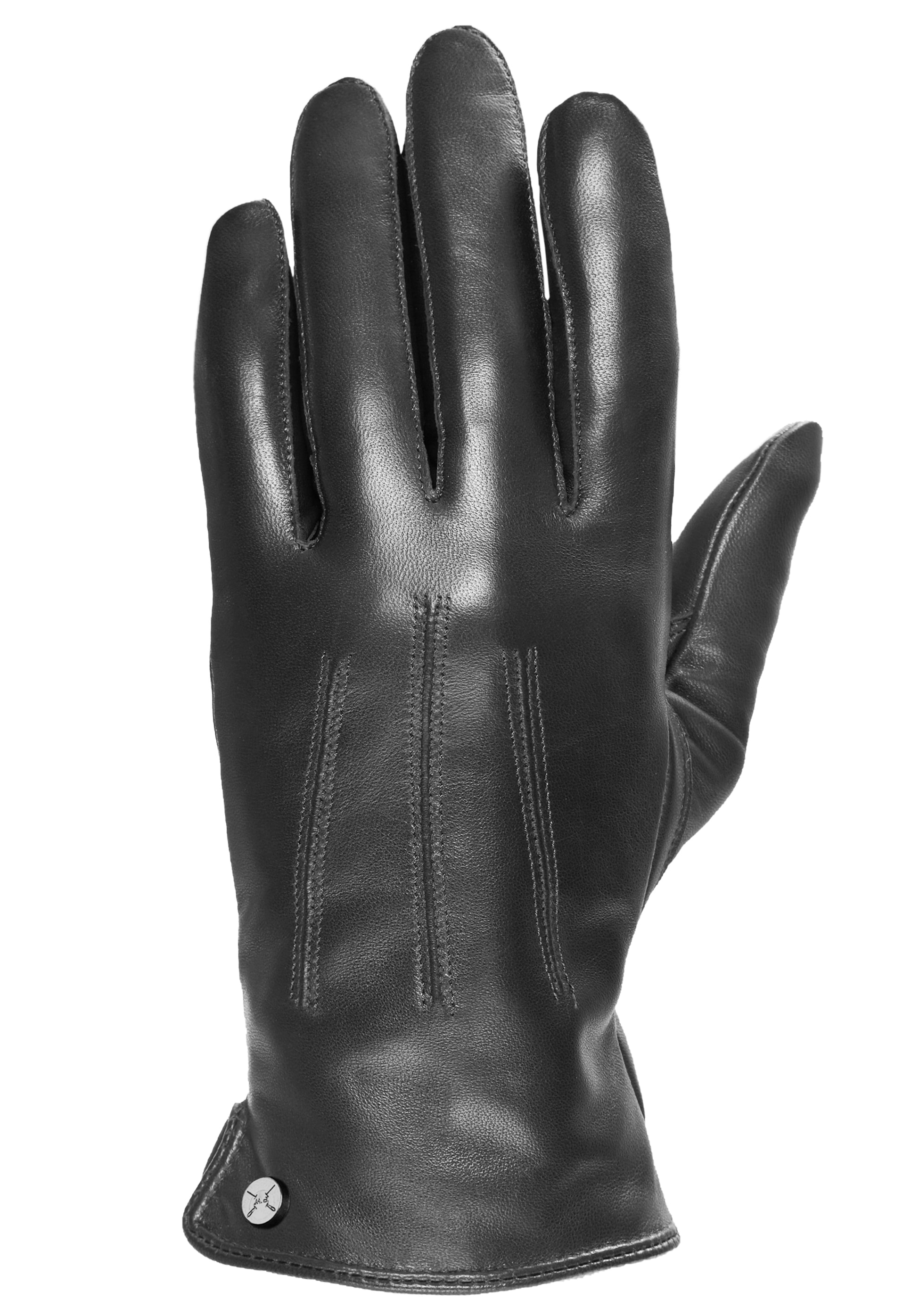 PEARLWOOD Lederhandschuhe »GRAY«, (1 Paar), Weiches Innenfutter mit Wollanteil, dekorative Ziernähte