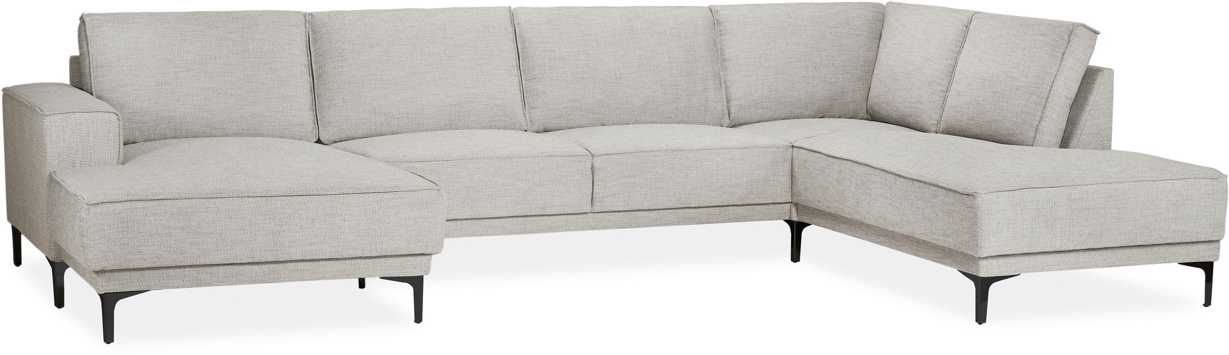 Places of Style Wohnlandschaft »XXL Sofa Oland, Struktur, Flachgewebe, Luxus-Microfaser, Boucle«, U-Form, 345 cm, Wellenunterfederung, Skandi-Design, Metallfüsse