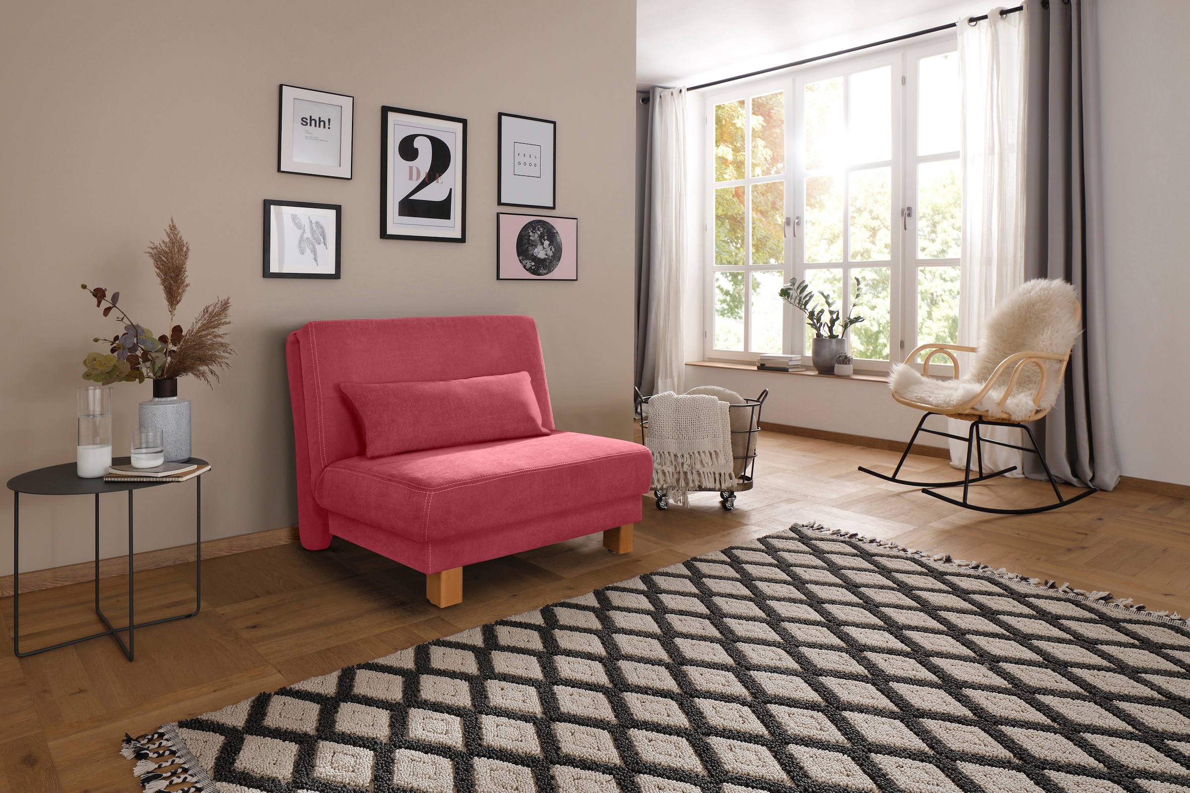 Home affaire Schlafsofa »Gina«, vom Sofa zum Bett mit einem Handgriff, in 4 Breiten, Nierenkissen