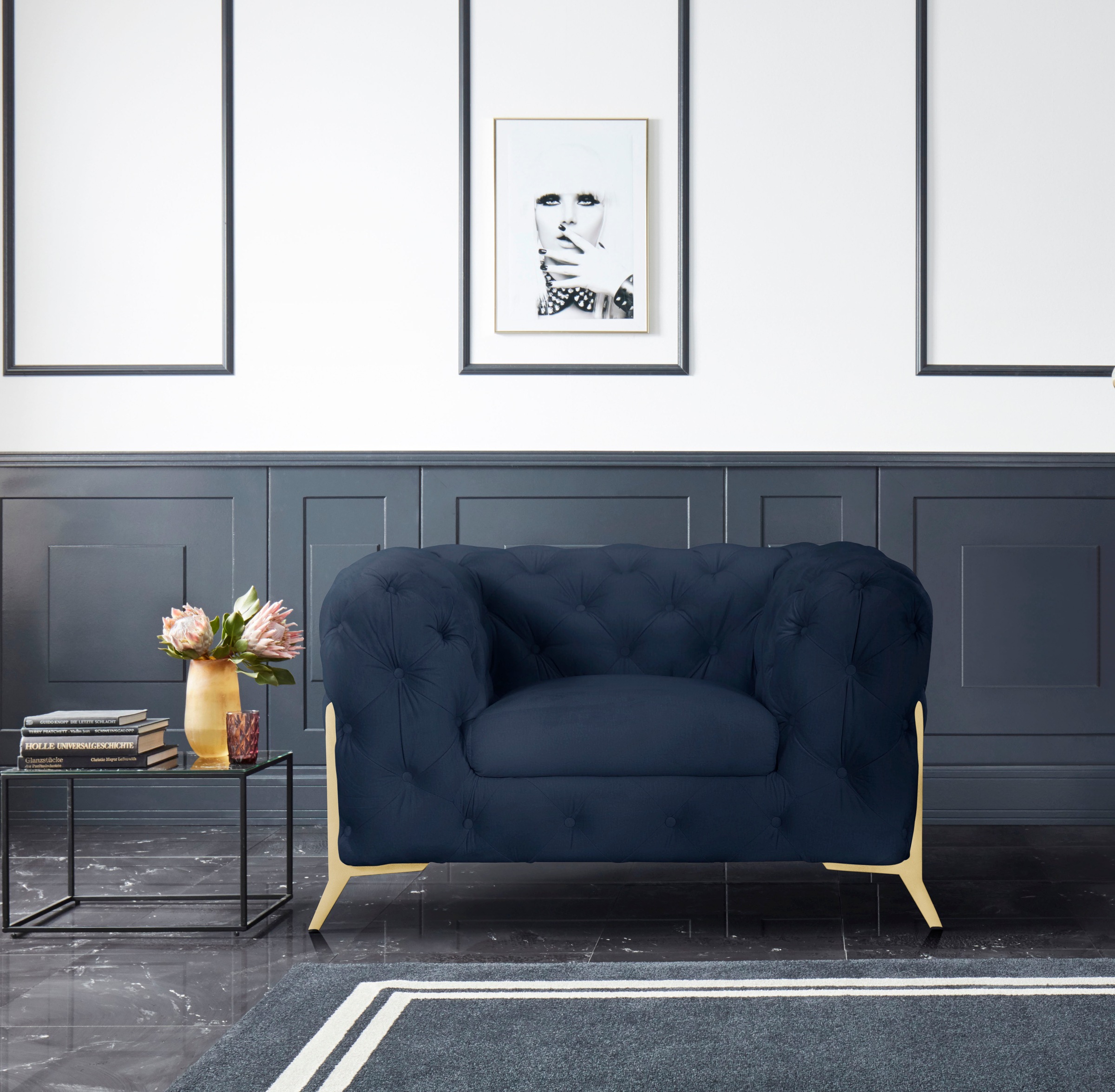 Leonique Chesterfield-Sessel »Amaury Sessel«, aufwändige Knopfheftung, moderne Chesterfield Optik, Fussfarbe wählbar
