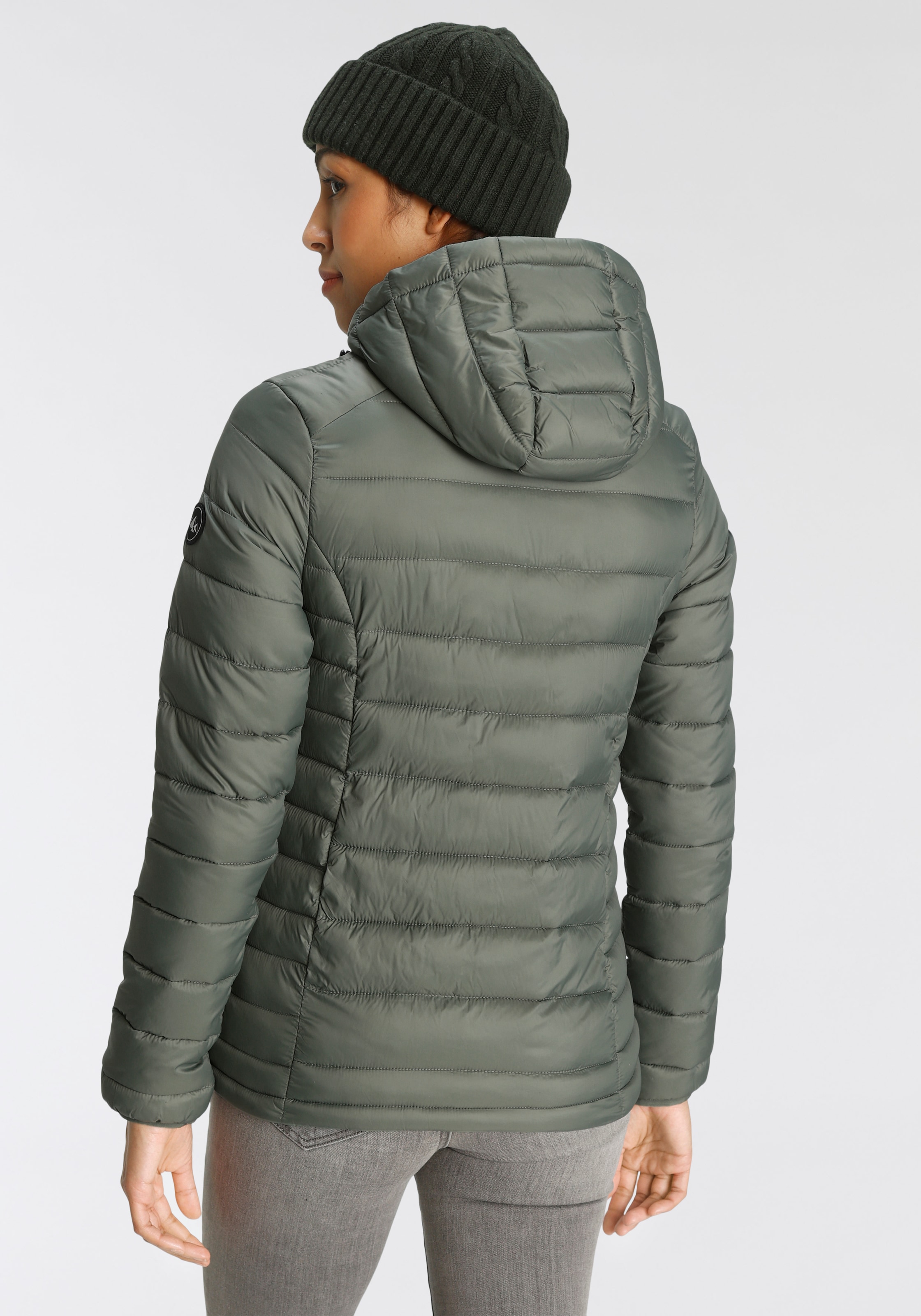 Polarino Steppjacke, mit Kapuze, für kühle Tage, aus leichtem Webmaterial, wasserabweisend