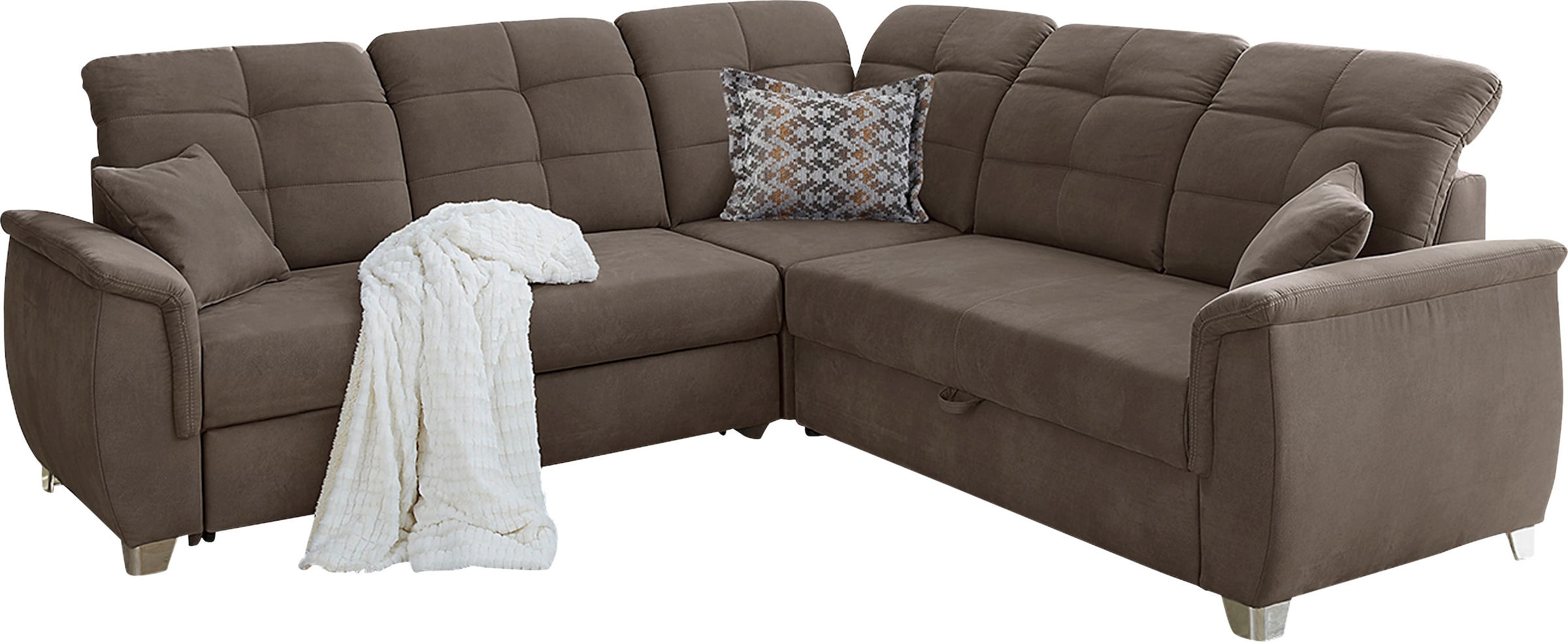 Jockenhöfer Gruppe Ecksofa Udine, verstellbare Kopfteile, Gästebett- und Relaxfunktion