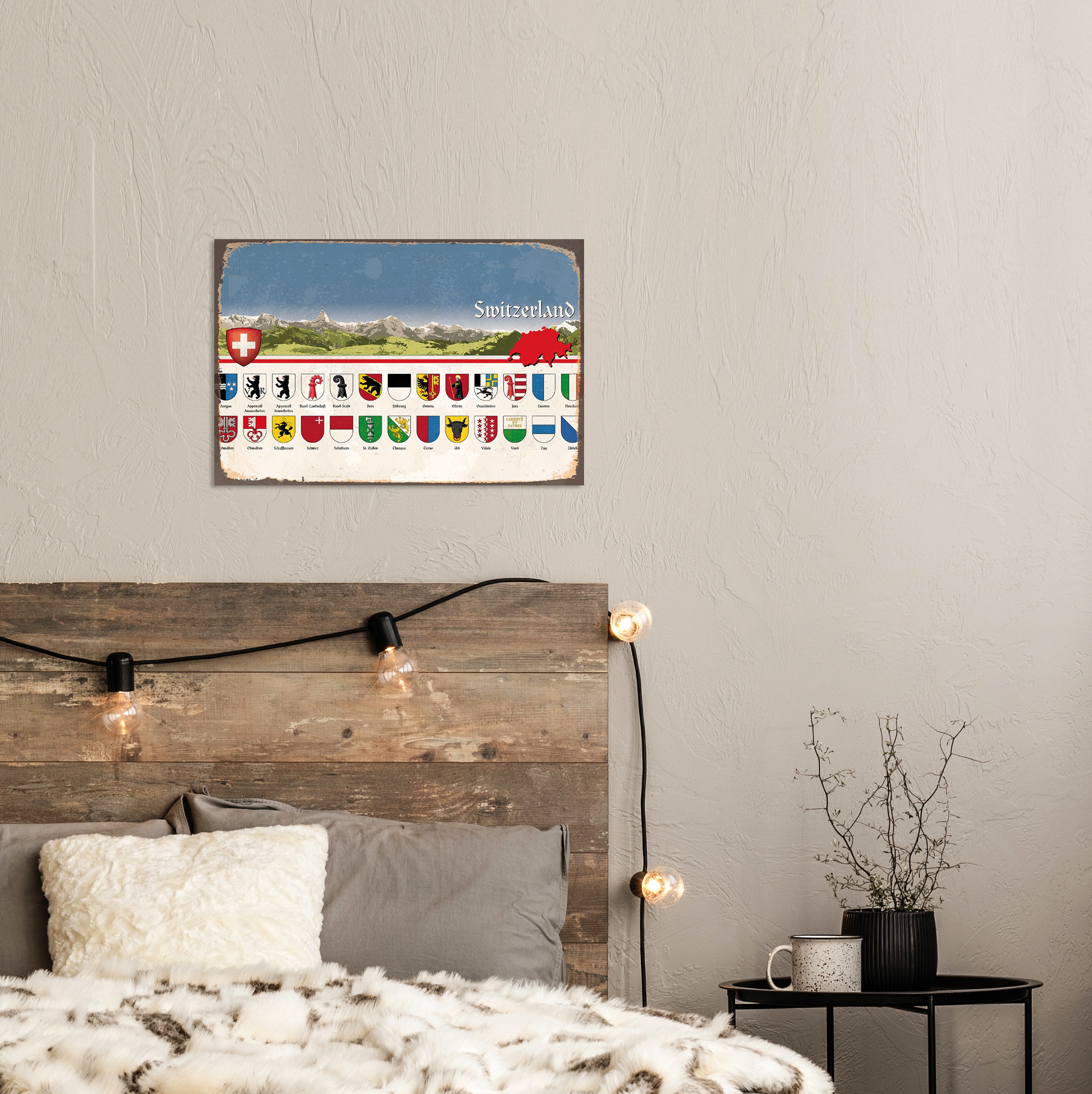 queence Metallbild "Kanton" Berge & Alpenbilder  Schweiz Schweiz, Stahlschild, Blechschild