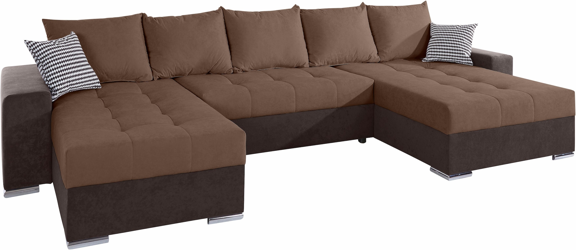 COLLECTION AB Wohnlandschaft »XXL-Josy U-Form, Breite 333 cm, mit 2 Recamieren 77 & 97 cm«, inkl. Bettfunktion, Bettkasten, mit 5 gleich grossen Rückenkissen