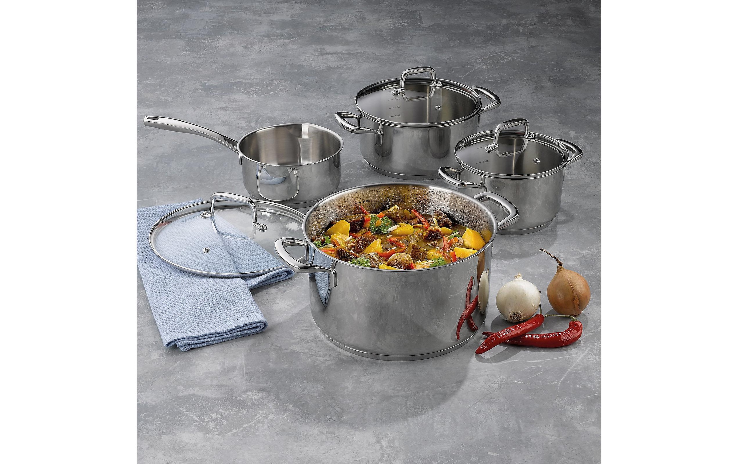 kela Topf-Set »Flavoria 16 cm/20 cm/24 cm«, Edelstahl