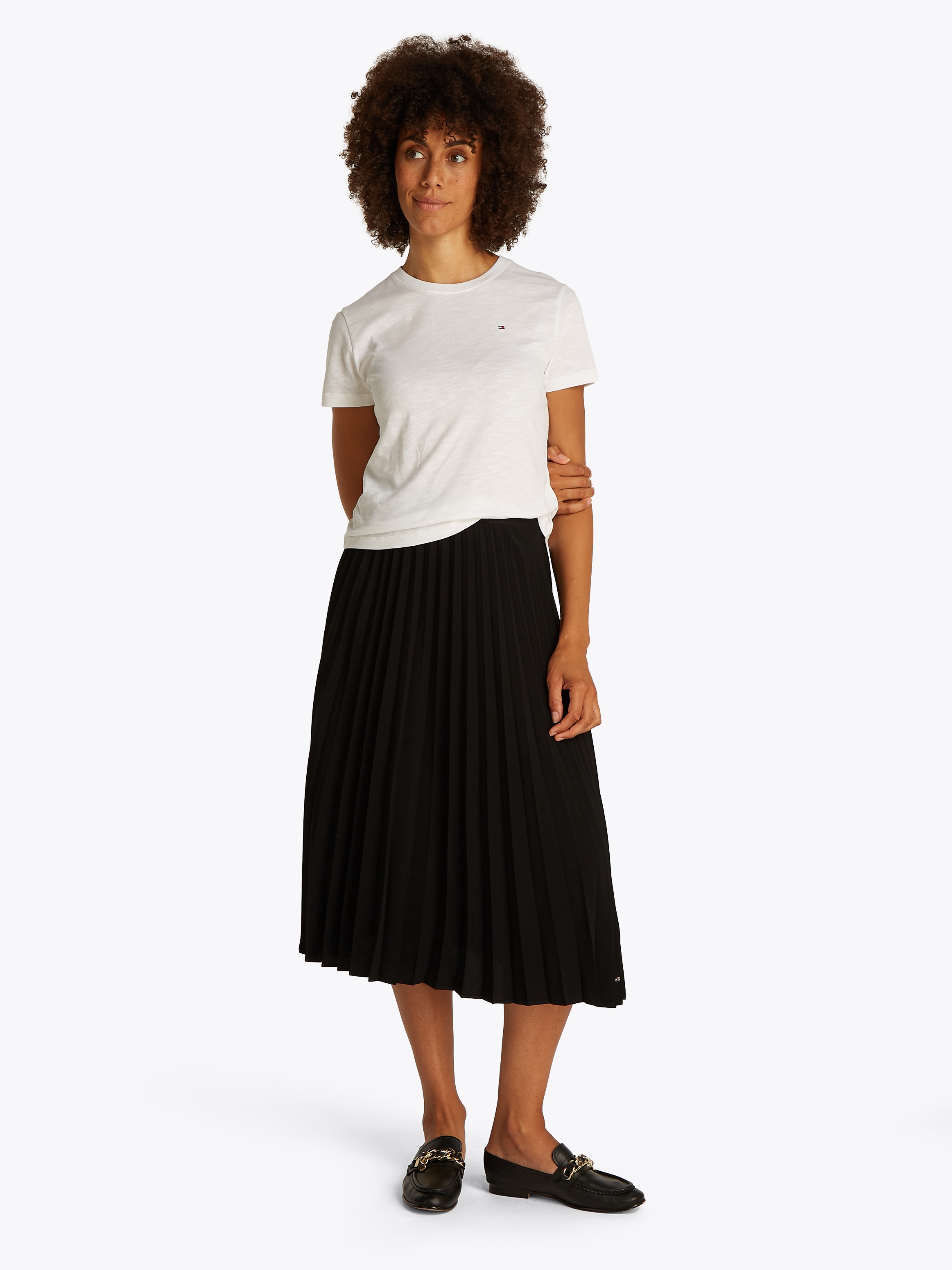 Tommy Hilfiger Plisseerock »FLUID PLEATED PULL ON MIDI SKIRT«, mit rundum Falten