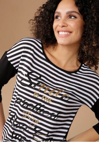 Aniston SELECTED Rundhalsshirt, mit teilweise goldfarben glänzendem Statement-Spruch kaufen