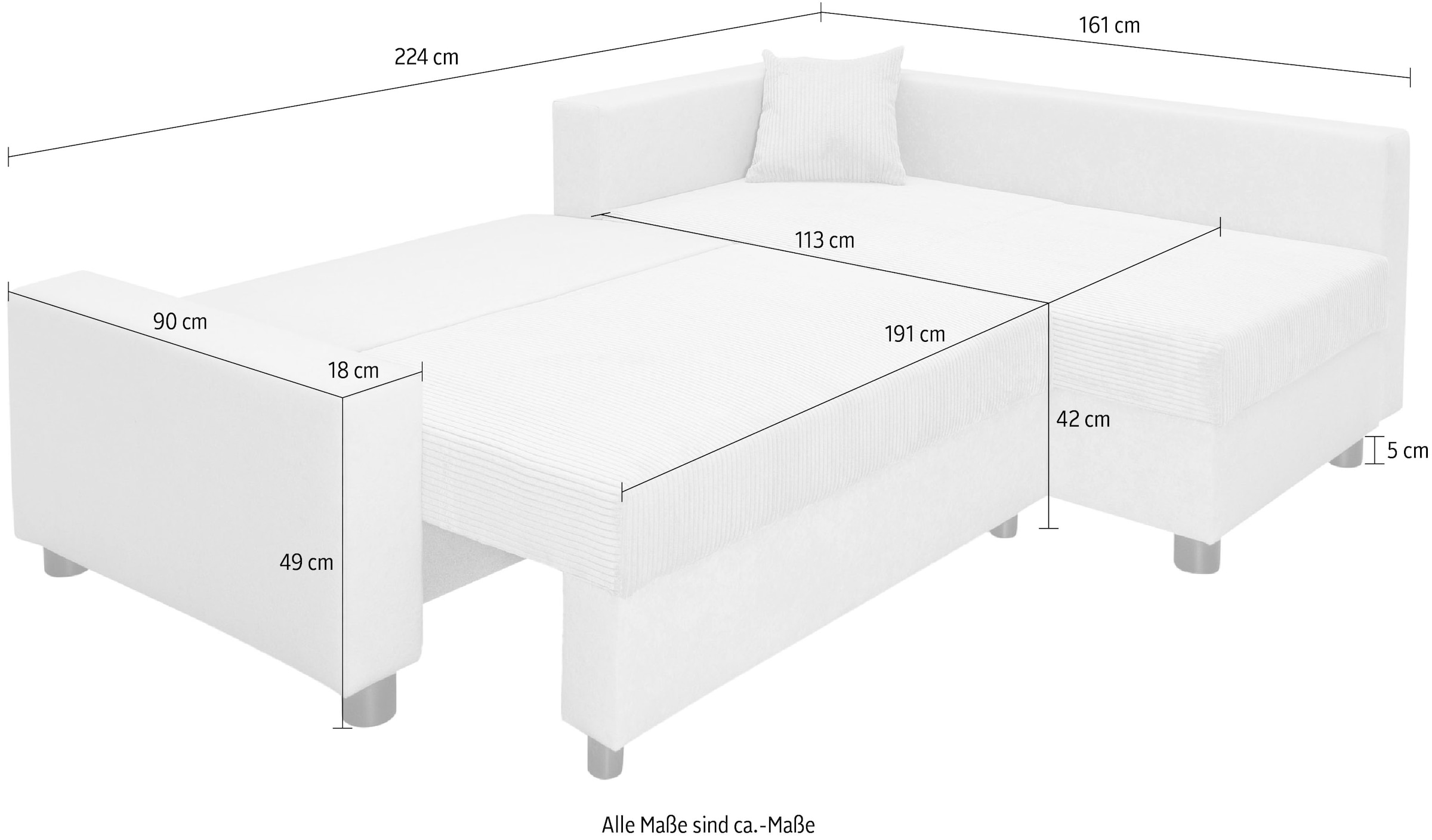 COLLECTION AB Ecksofa »30 Jahre Jubiläums-Modell Parma L-Form«, mit Schlaffunktion und Bettkasten, inklusive Kissen, Bonellfederkern