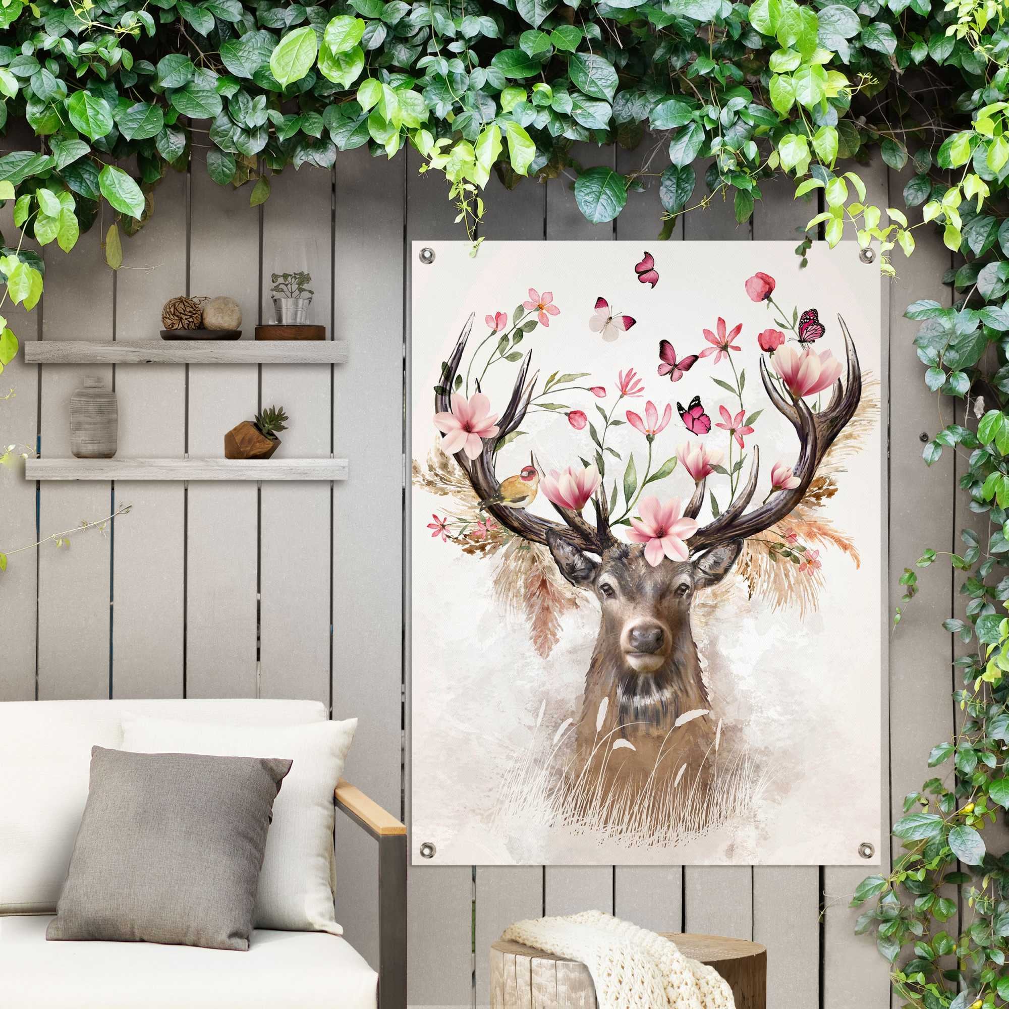 Reinders! Poster »Hirsch in | online für Outdoor Jelmoli-Versand Balkon Garten Blumen«, oder shoppen