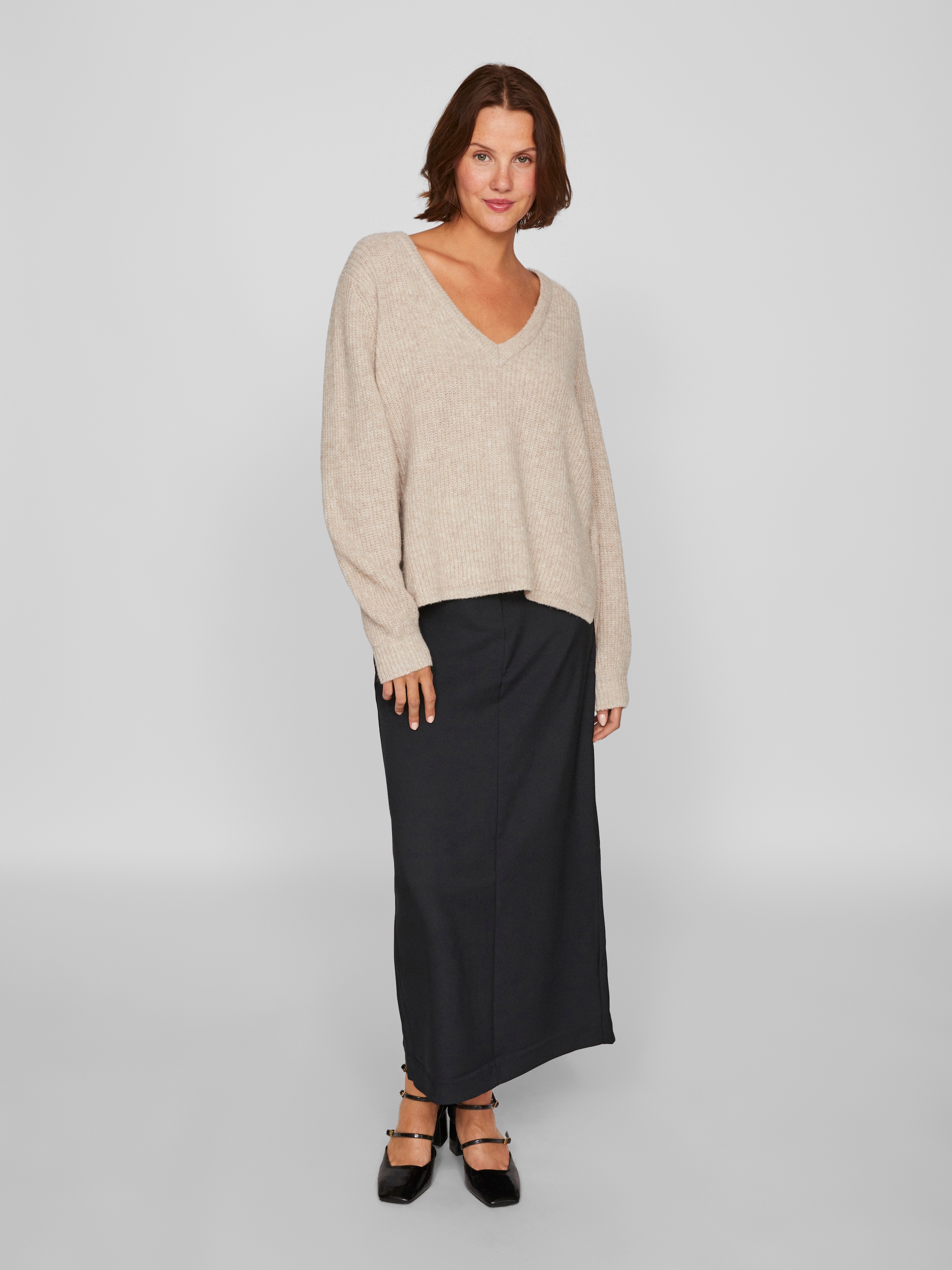 Vila V-Ausschnitt-Pullover »VIBELUNA V-NECK REV L/S KNIT TOP - NOOS«