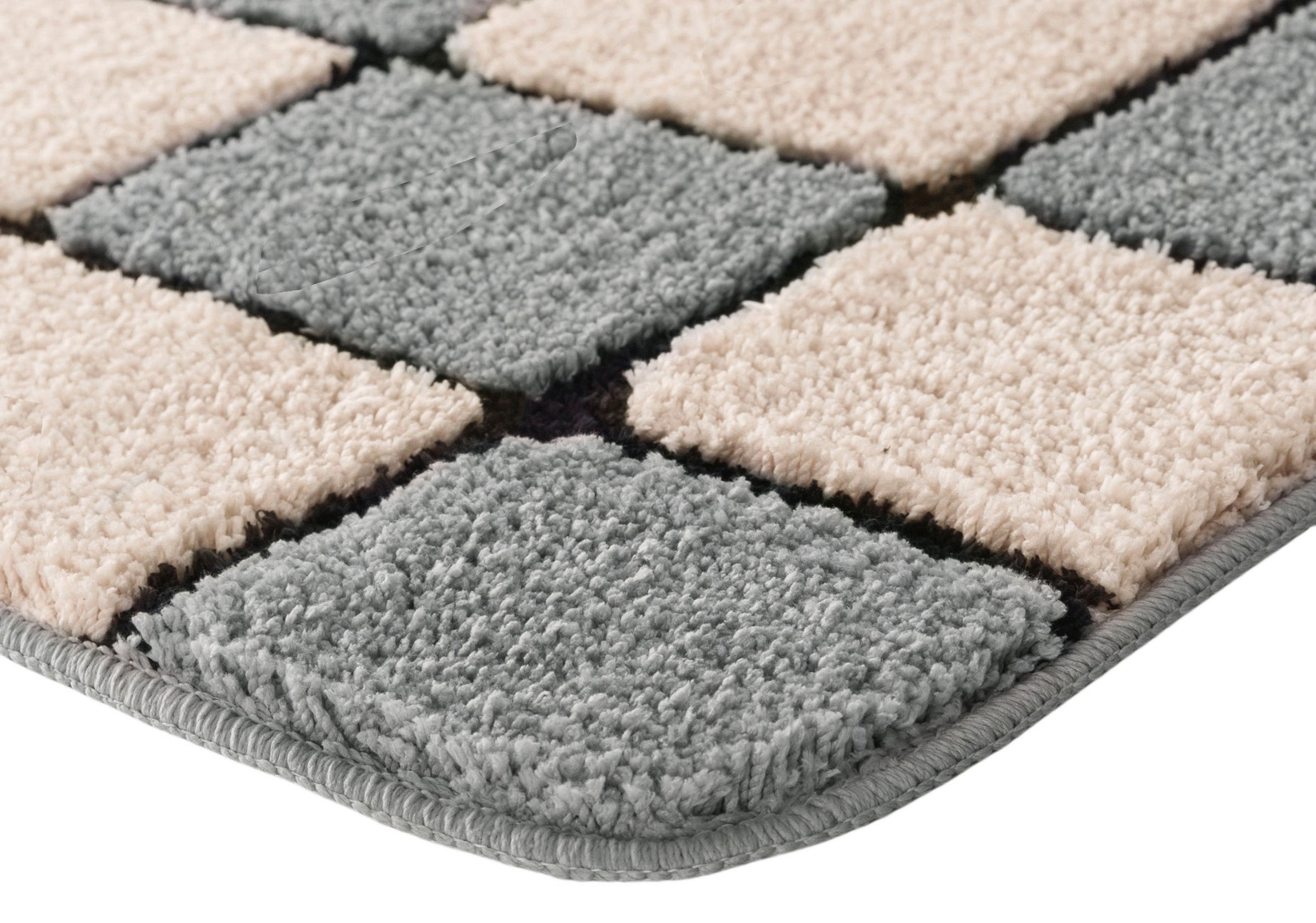my home Badematte »Melli«, rutschhemmend beschichtet, fussbodenheizungsgeeignet, Badteppich, mit Muster, karierte Badematte