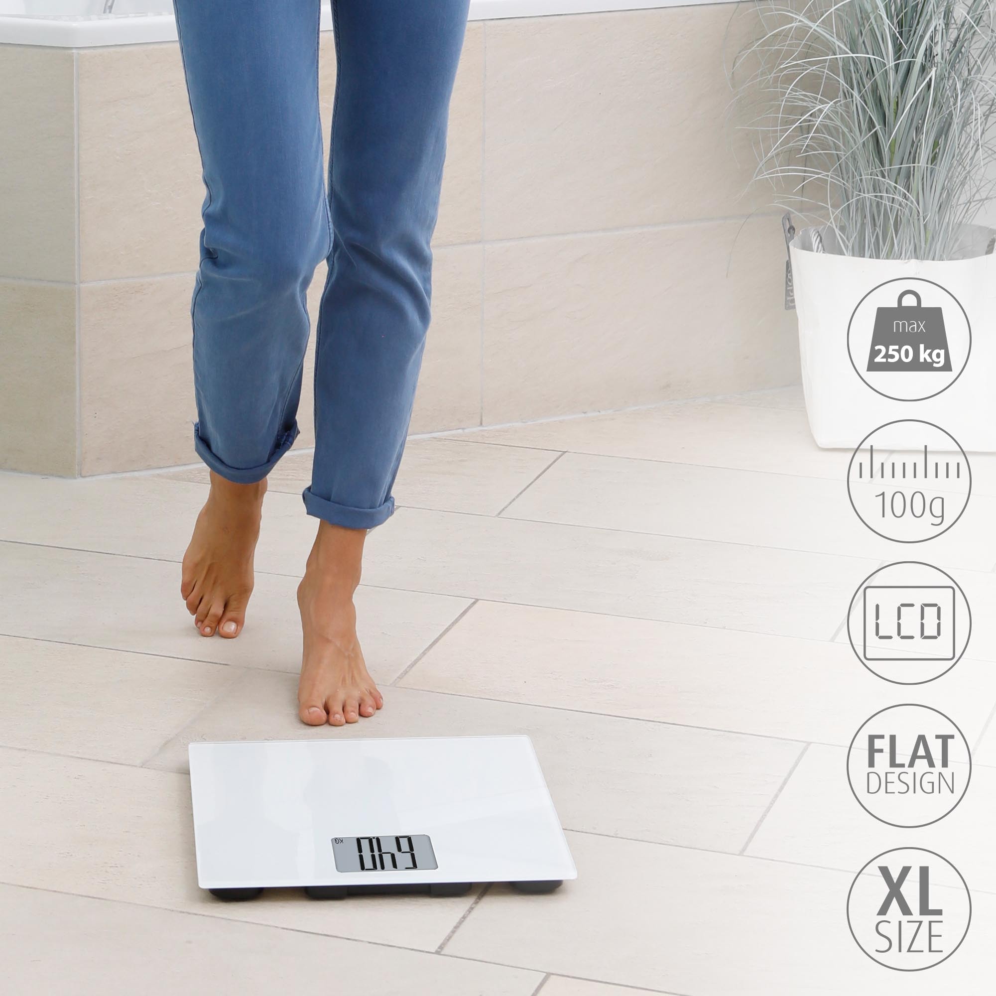Medisana Personenwaage »PS 470 XL«, Extra grosses LCD-Display mit grossen Ziffern, Tragkraft 250 kg