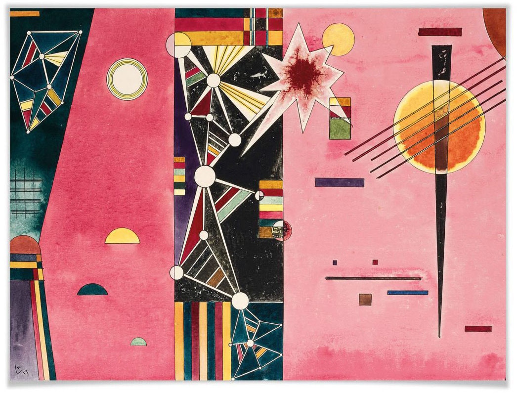 abstrakte Poster, Wall-Art St.), Bild, Rot«, (1 »Kandinsky | bestellen Rosa online Wandbild, Kunst Abstrakt, Poster Wandposter Jelmoli-Versand