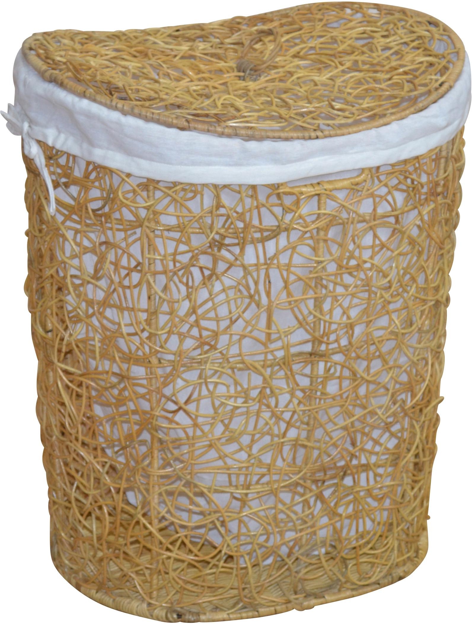 my home Wäschekorb Rattan-Geflecht, mit Stoffeinsatz und Deckel, Höhe 62 cm
