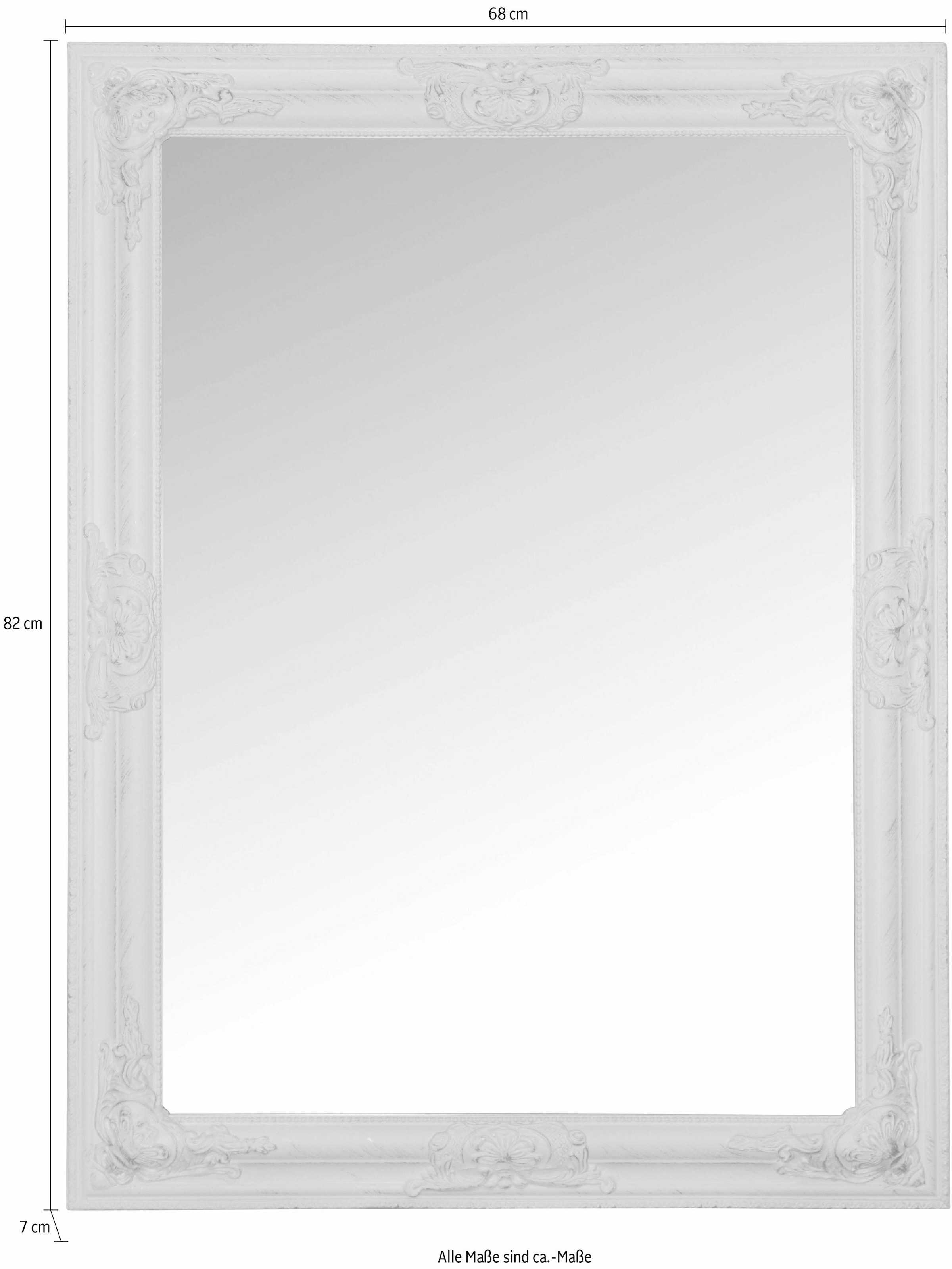 Myflair Möbel & Accessoires Wandspiegel »Xub«, (1 St.), weiss, rechteckig, Rahmen mit Antik-Finish, Spiegel mit Facettenschliff