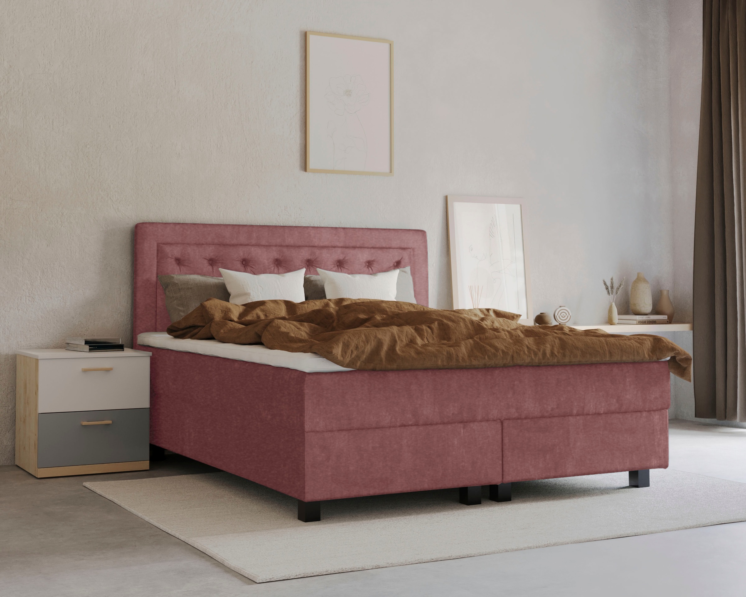 Home affaire Boxspringbett "Jeanne" inkl. Topper mit Taschen-Federkernmatratze