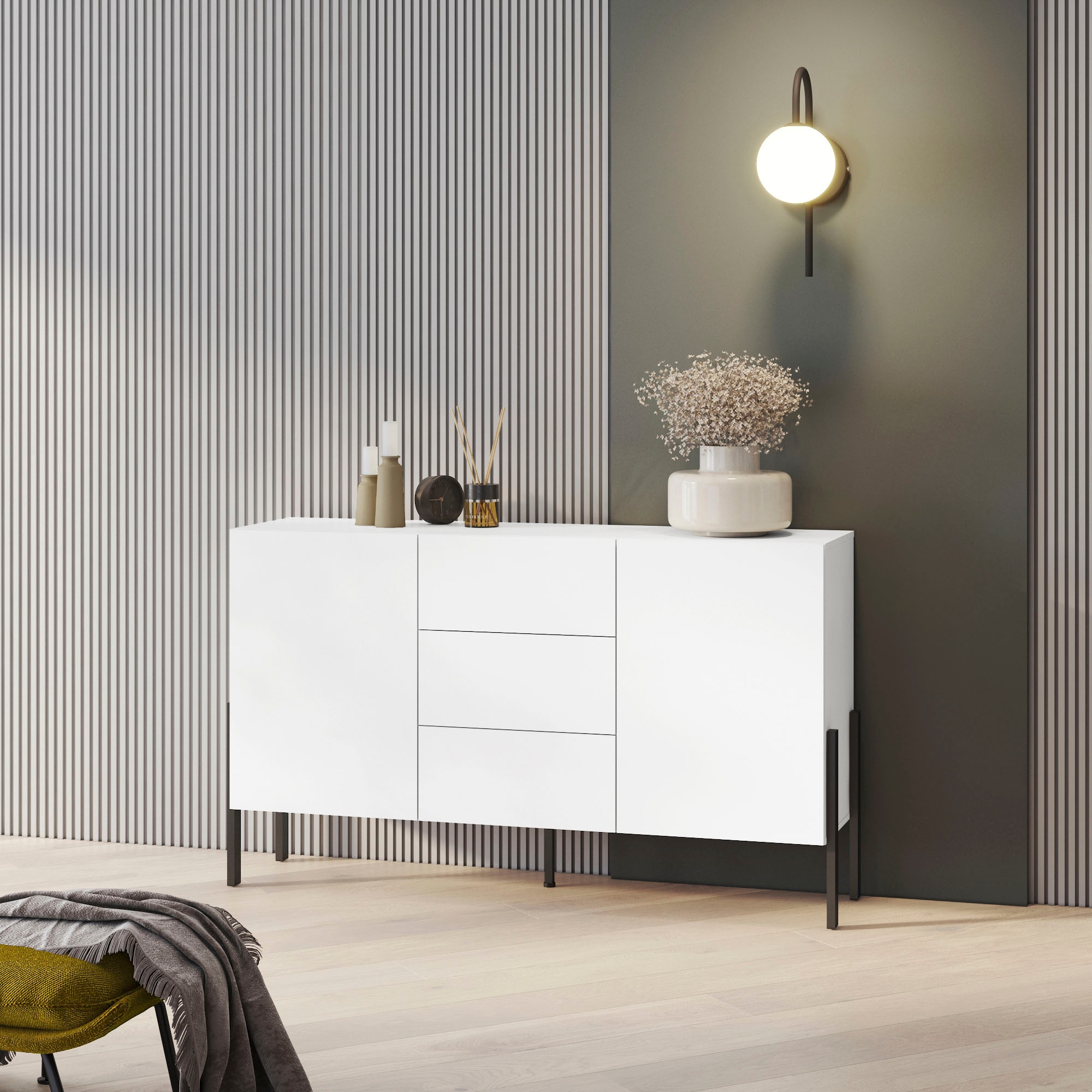 INOSIGN Sideboard »Jukon, Breite 150 bzw.180 cm, moderne grifflose Kommode«, Schubladenschrank 2 Türen/3 Schubkästen, push-to-open-Funktion