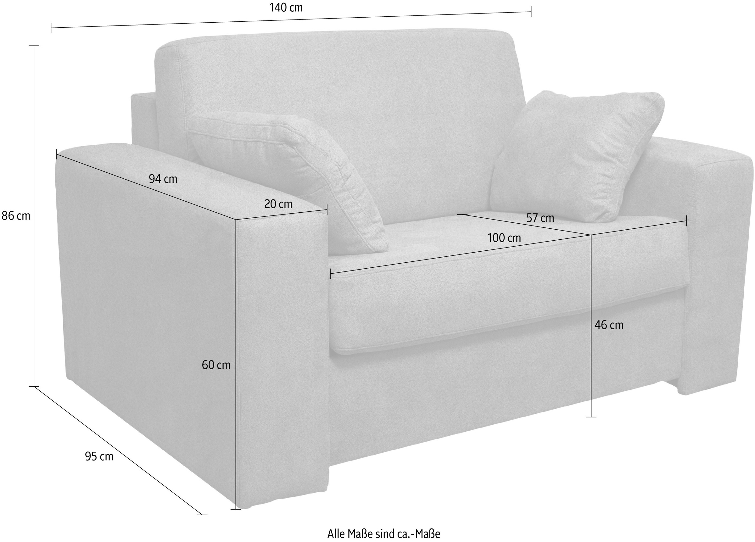 Home affaire Sessel »Roma Matratzenhöhe 140cm«, Dauerschlaffunktion, mit Unterfederung, Liegemasse ca 83x198 cm