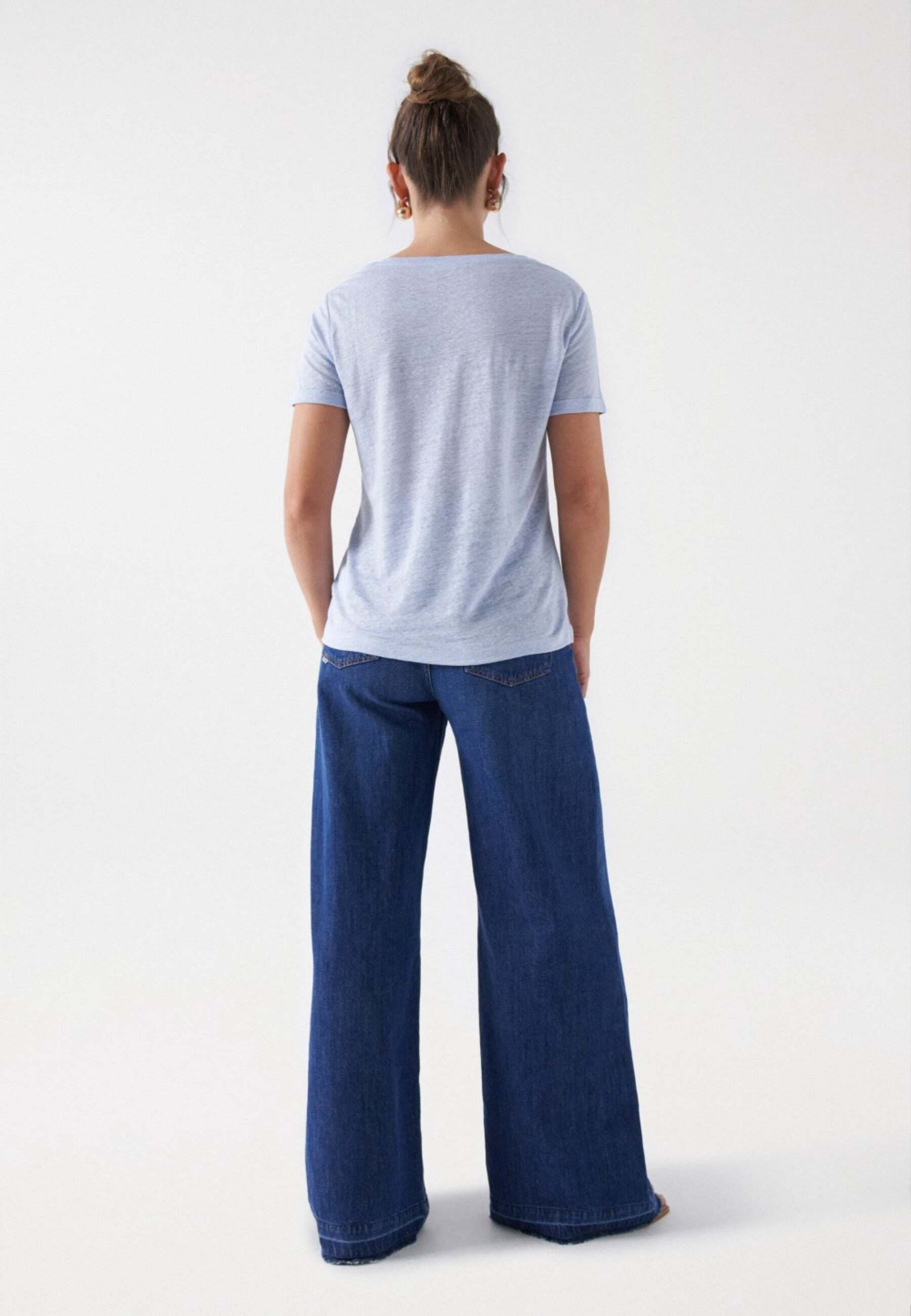 Salsa T-Shirt »Salsa Jeans T-Shirts Linen V-Neck T-Shirt«