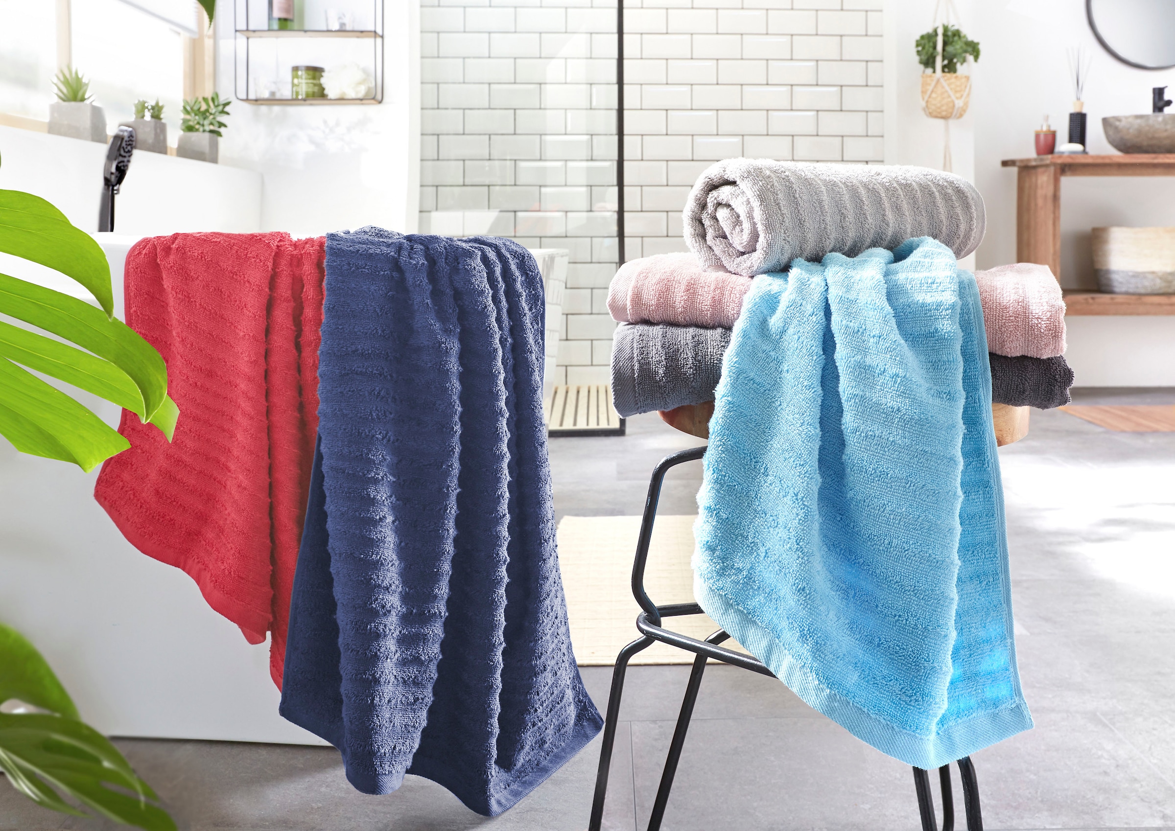 Dyckhoff Handtuch Set »Wellenstreifen«, 3 tlg., Frottier, 2 Handtücher (50x100cm), 1 Duschtuch (70x140cm)