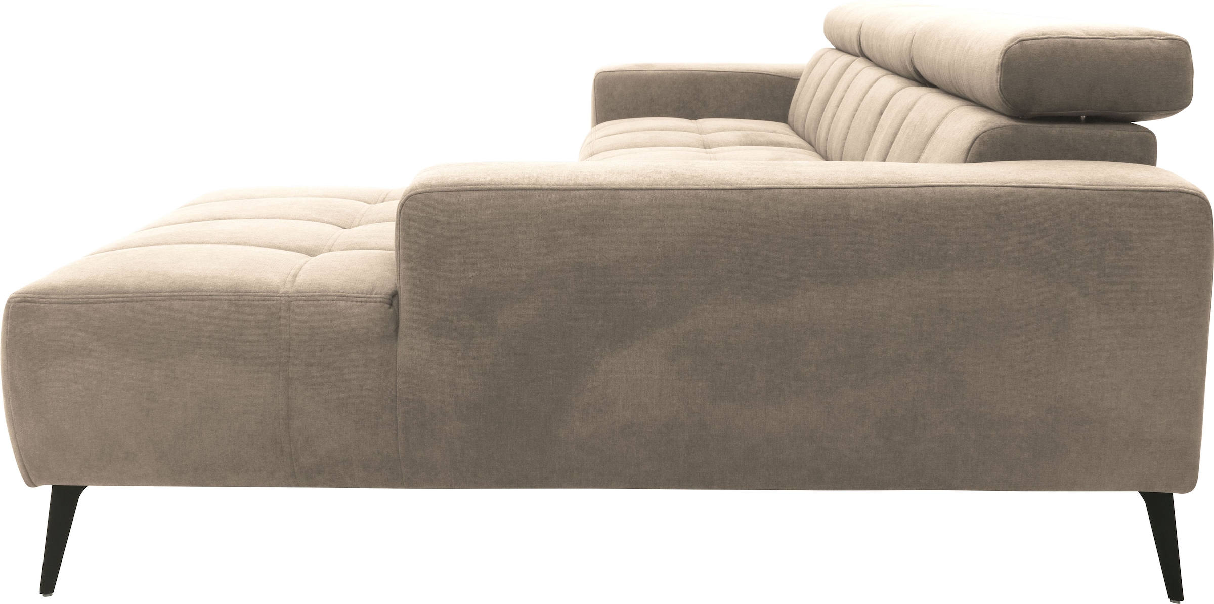 DOMO collection Ecksofa »Trento L-Form, mit Kufenfuss oder Einzelfuss«, wahlweise mit Kopfteilverstellung, Recamiere links/rechts bestellbar
