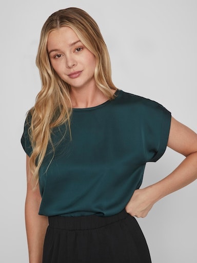 Vila Kurzarmshirt »VIELLETTE S/S SATIN TOP - NOOS«, Satin Optik