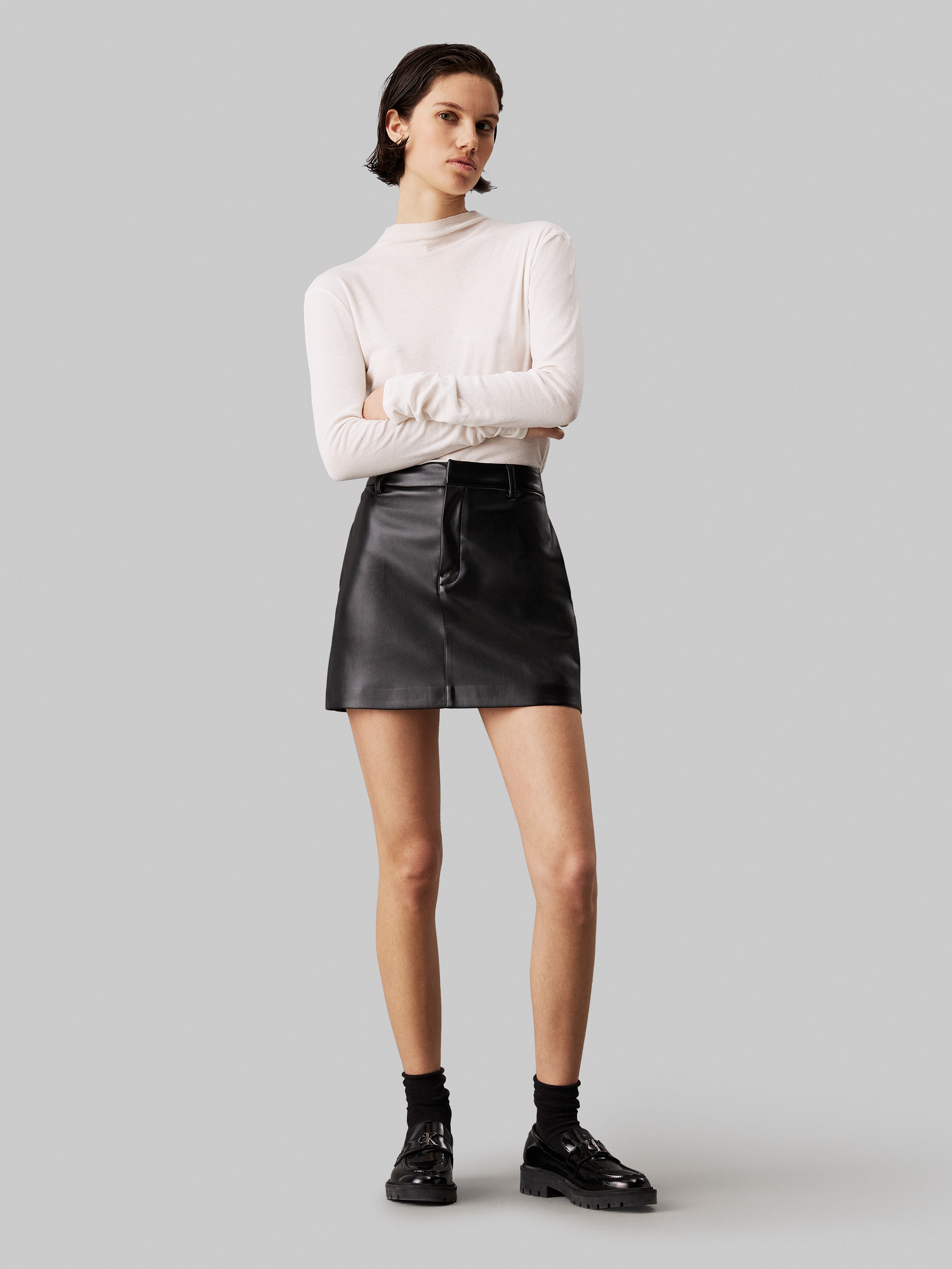 A-Linien-Rock »FAUX LEATHER A-LINE MINI SKIRT«, mit Logopatch