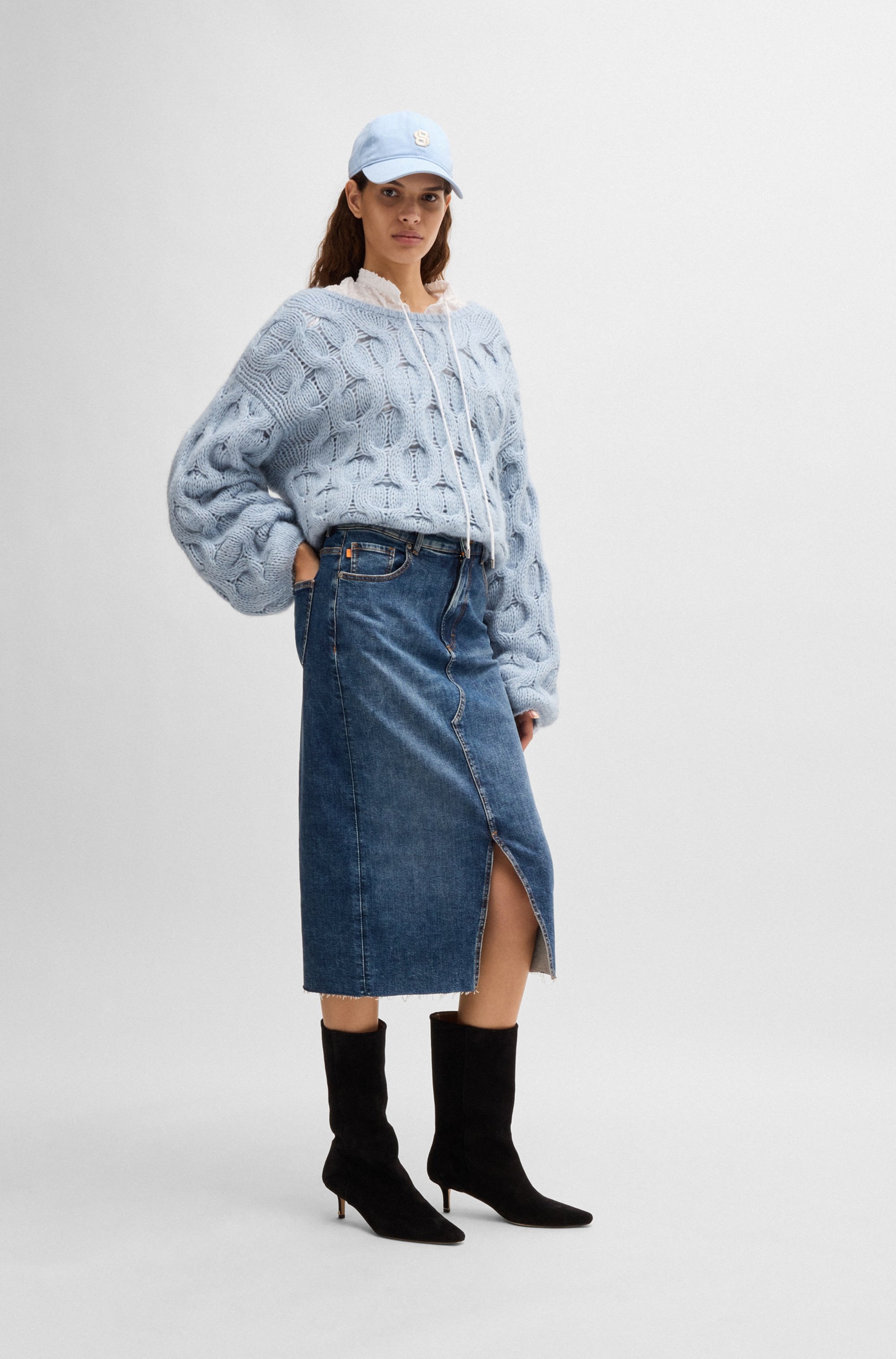 BOSS ORANGE Webrock »DENIM SKIRT MIDI Premium Damenmode«, widerstandsfähig