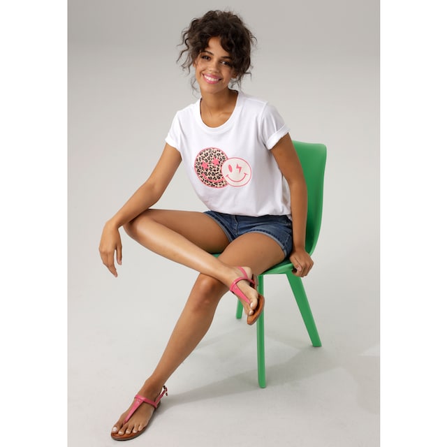 T-Shirt, mit online shoppen bedruckt | Aniston coolen Jelmoli-Versand CASUAL Smileys