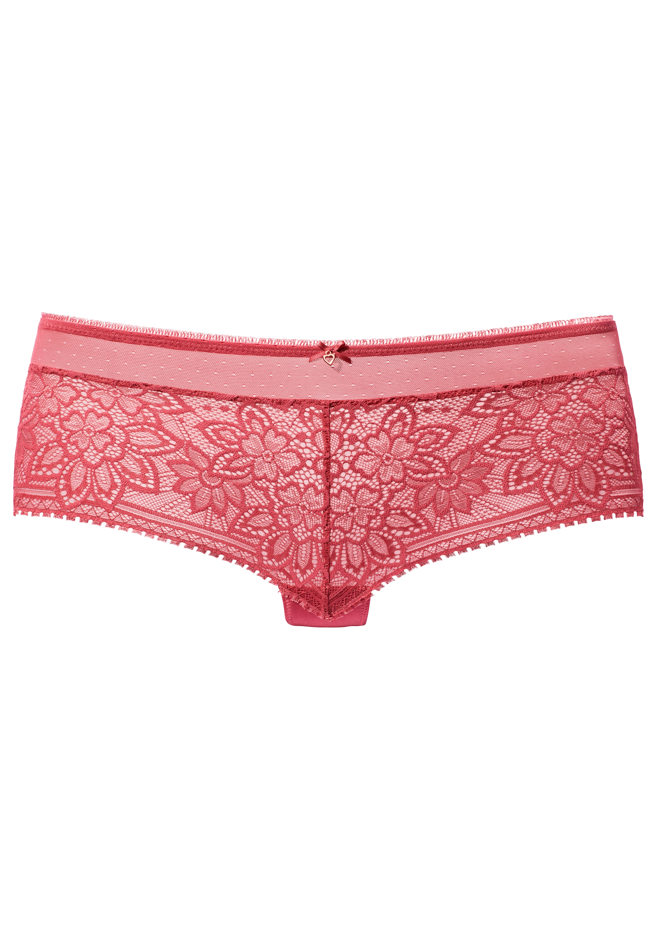 LASCANA Panty, aus blumiger Jacquardspitze mit hübschem Accessoire