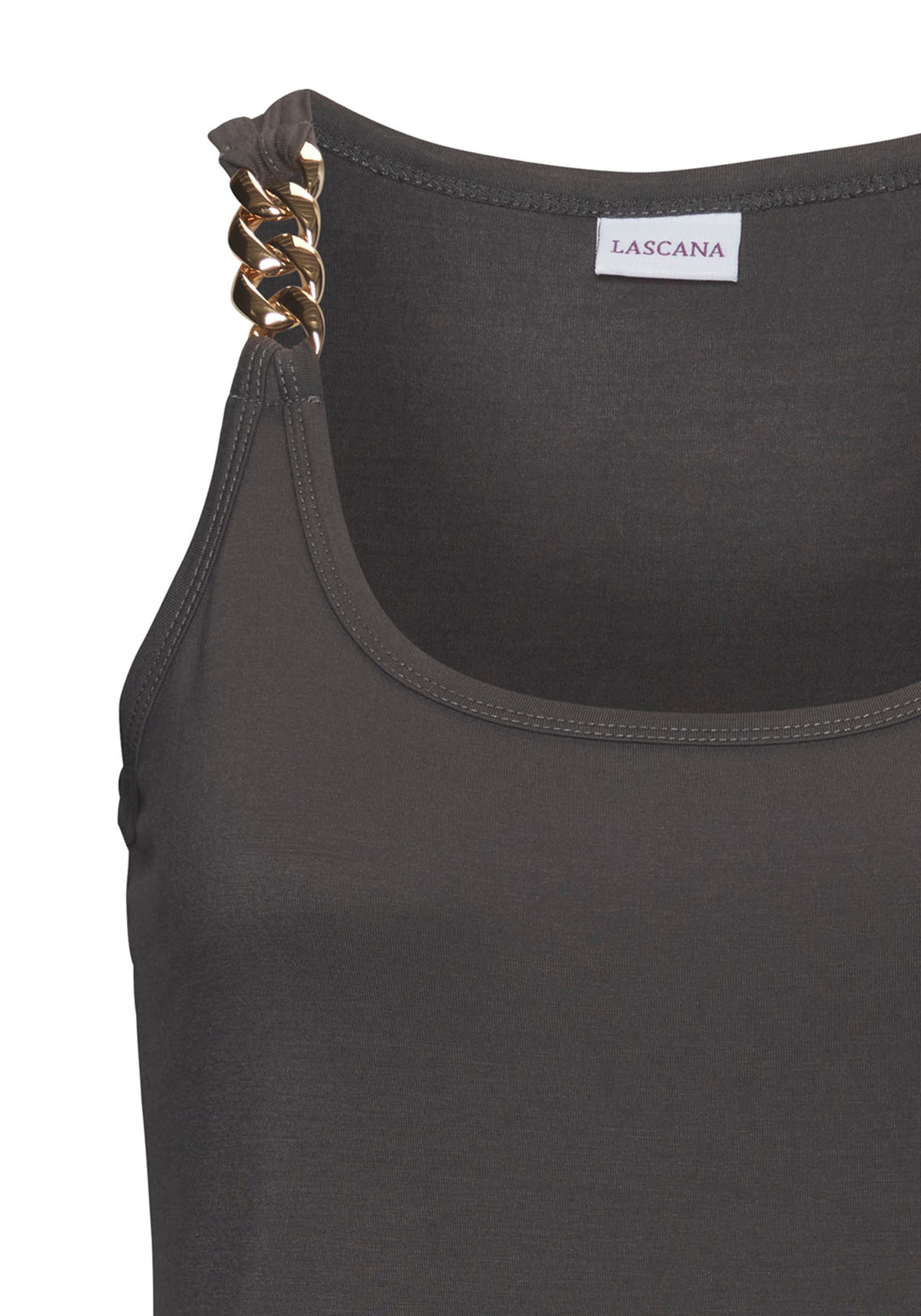 LASCANA Tanktop, mit Kettendetails an den Trägern, figurbetontes Jerseytop