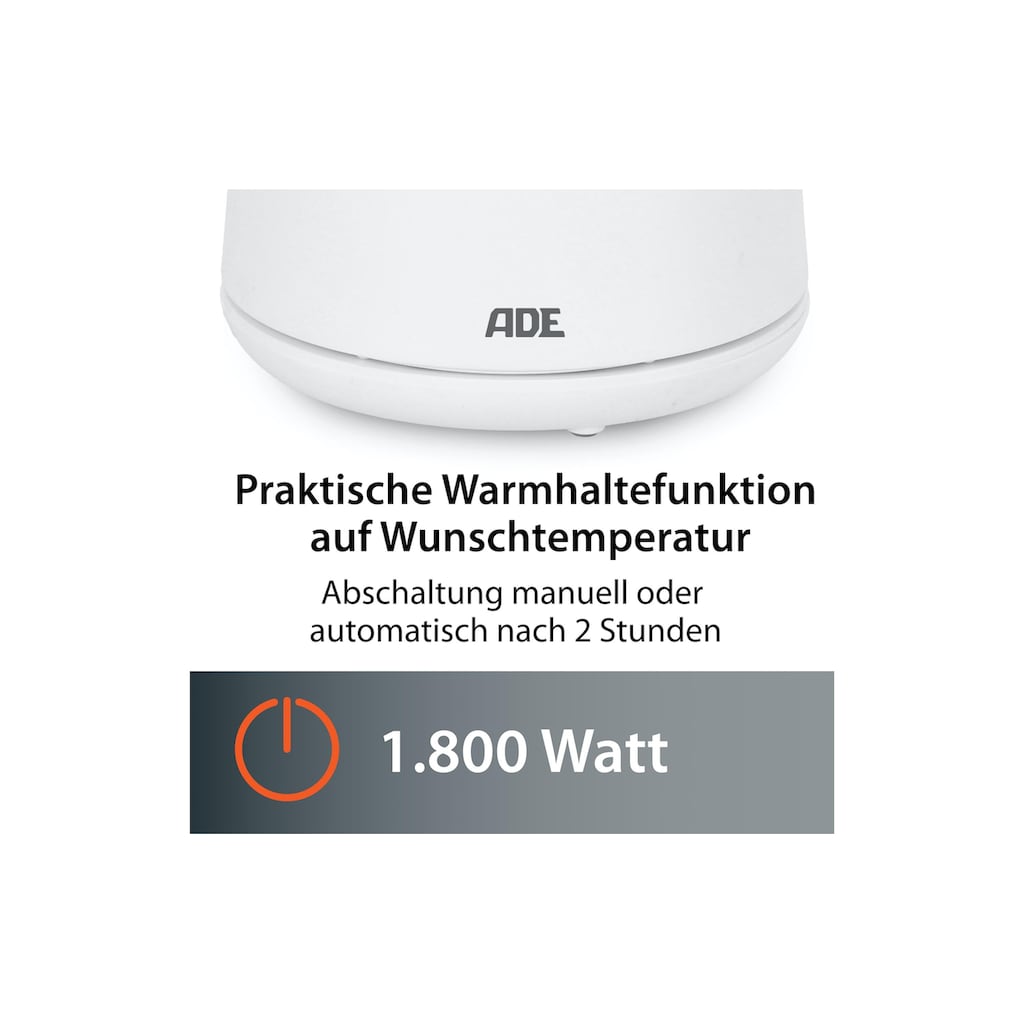 ADE Wasserkocher »KG2100-1 Weiss«, 1,5 l, 1800 W