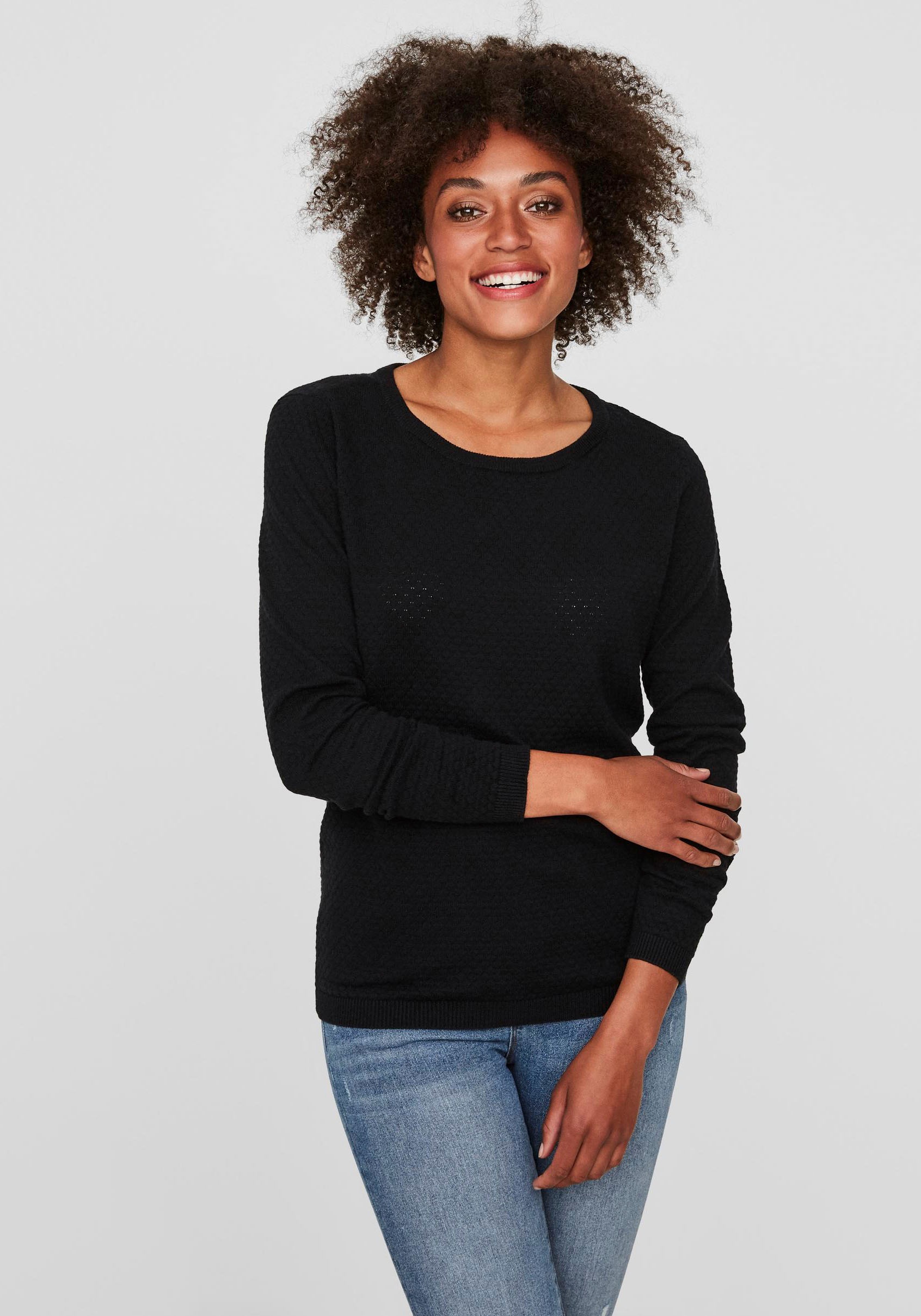 Vero Moda Rundhalspullover »VMCARE STRUCTURE LS O-NECK BLOUSE«, aus Bio-Baumwolle kaufen