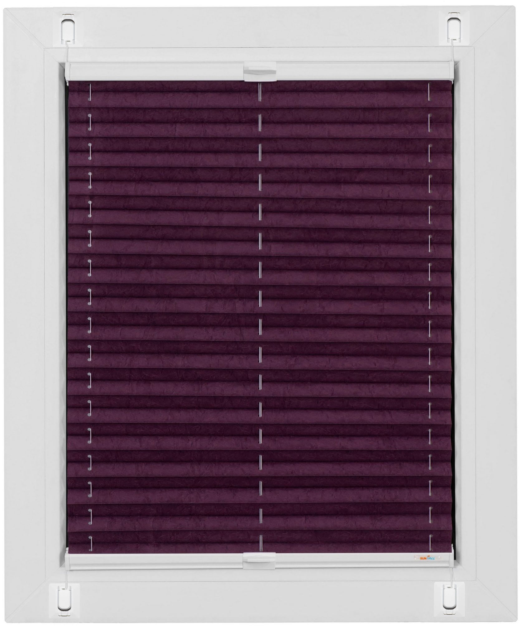 sunlines Plissee "Start-up Style Crush" blickdicht ohne Bohren verspannt geklebt mit Gelenkklebeplatte