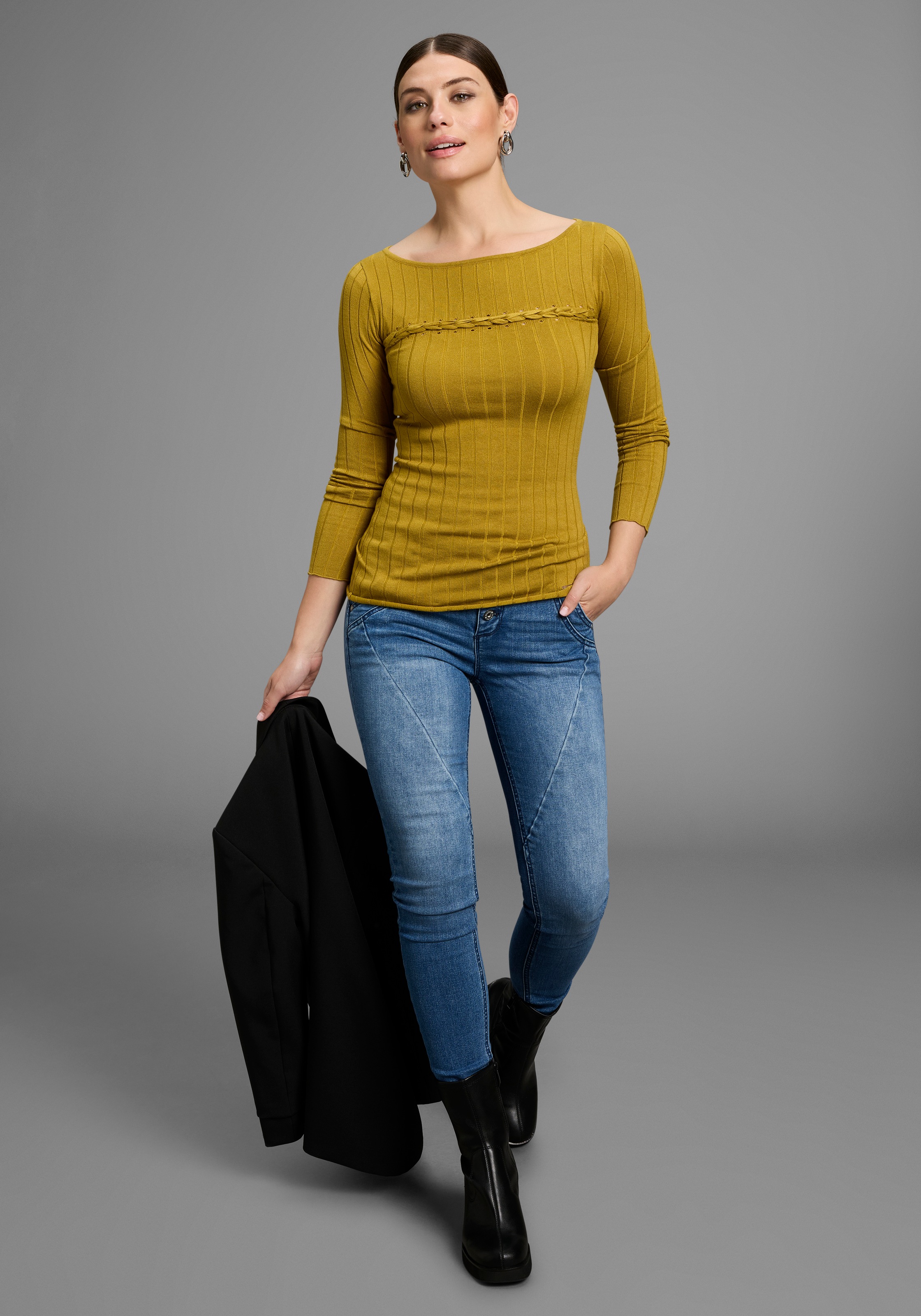 Bruno Banani Strickpullover, mit tollem, geflochtenem Detail - NEUE KOLLKETION